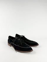 Tod's Black Suede Pointed Toe Lace Ups - EU38.5