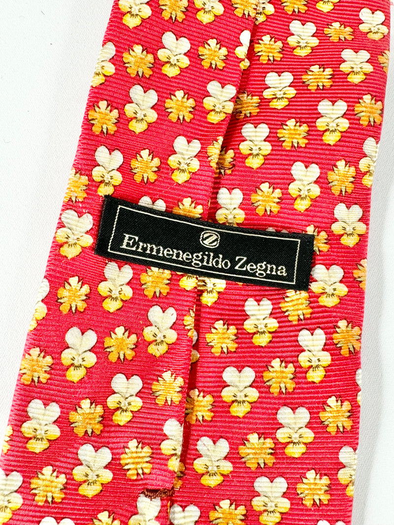 Ermenegildo Zegna Red Floral Silk Tie