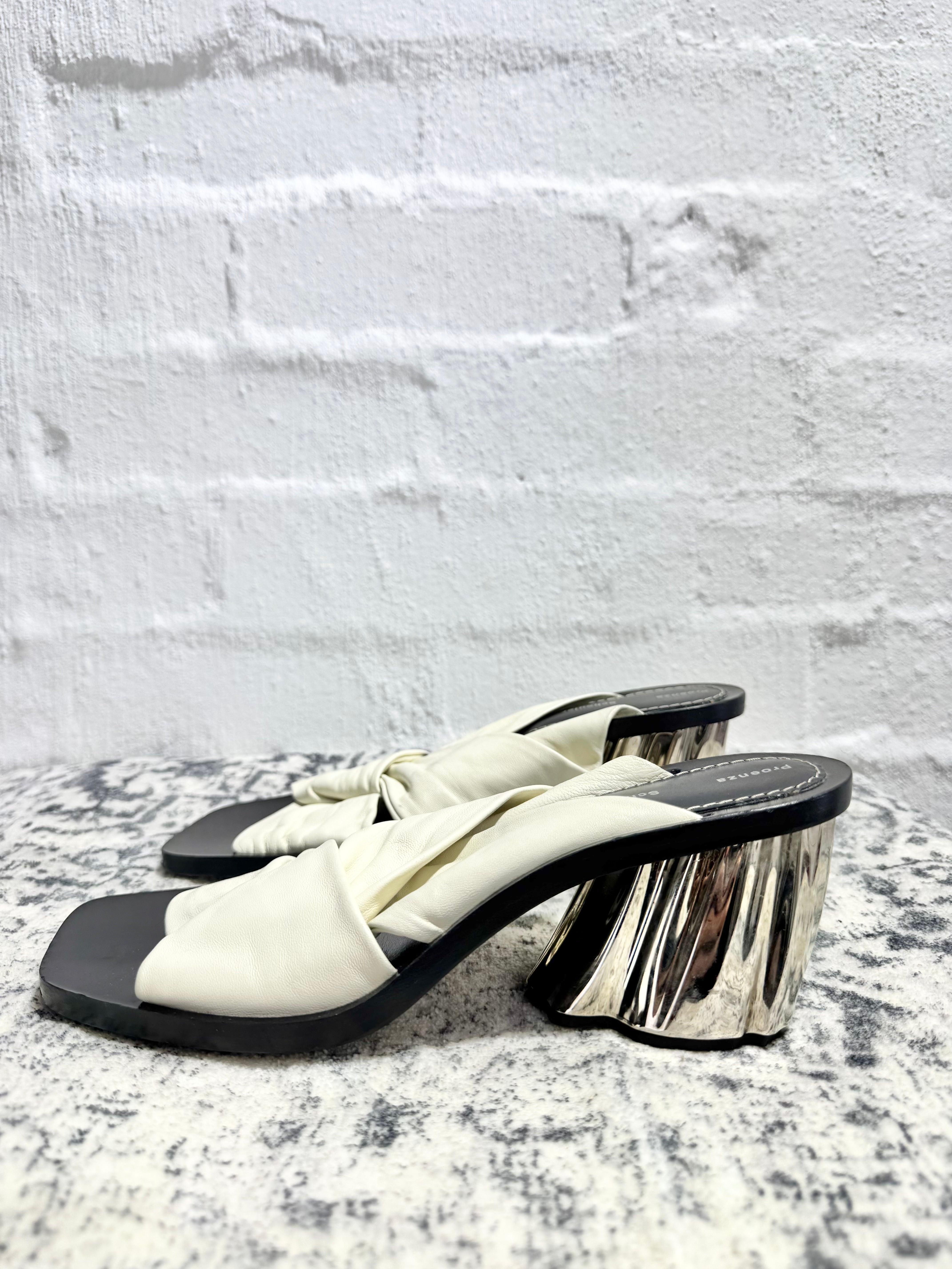 Proenza Schouler Cream & Black Mules - EU40.5