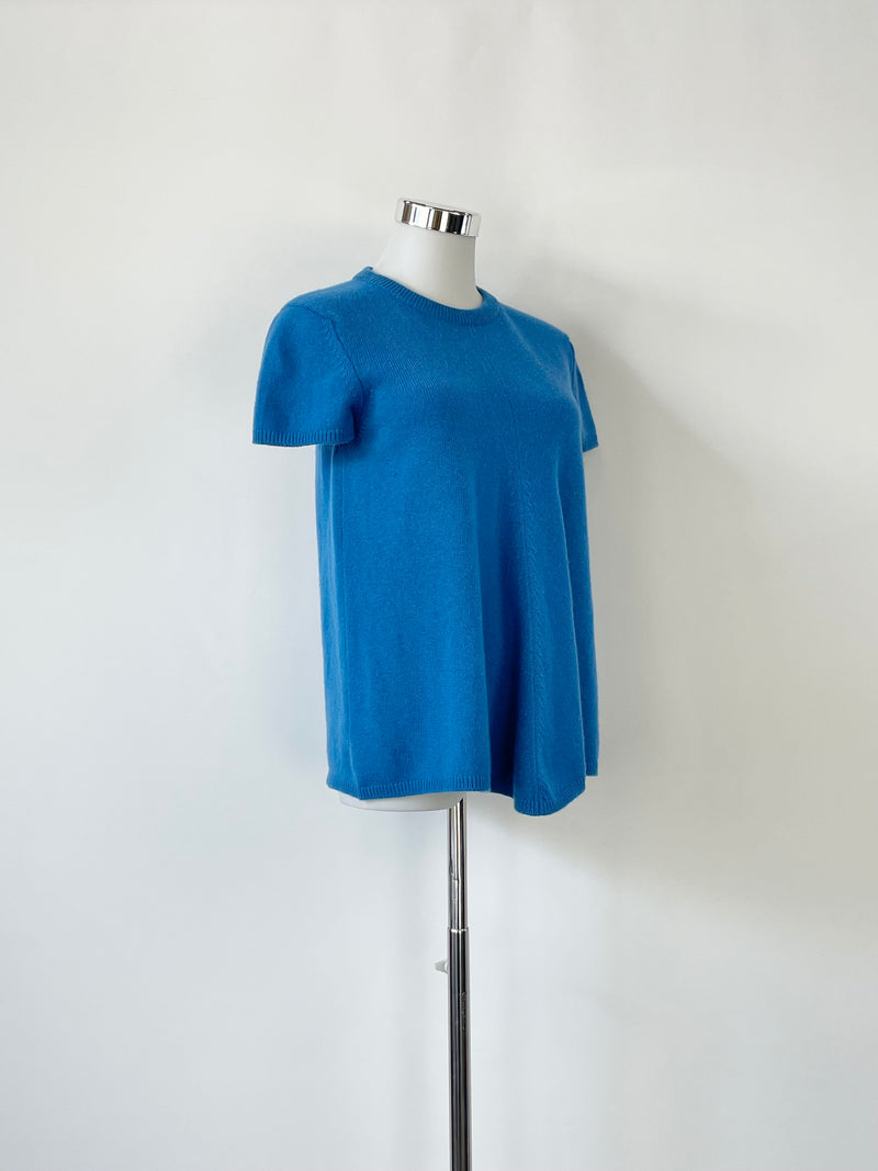 Hermès Azure Cashmere Knit Short Sleeve Sweater - AU6/8