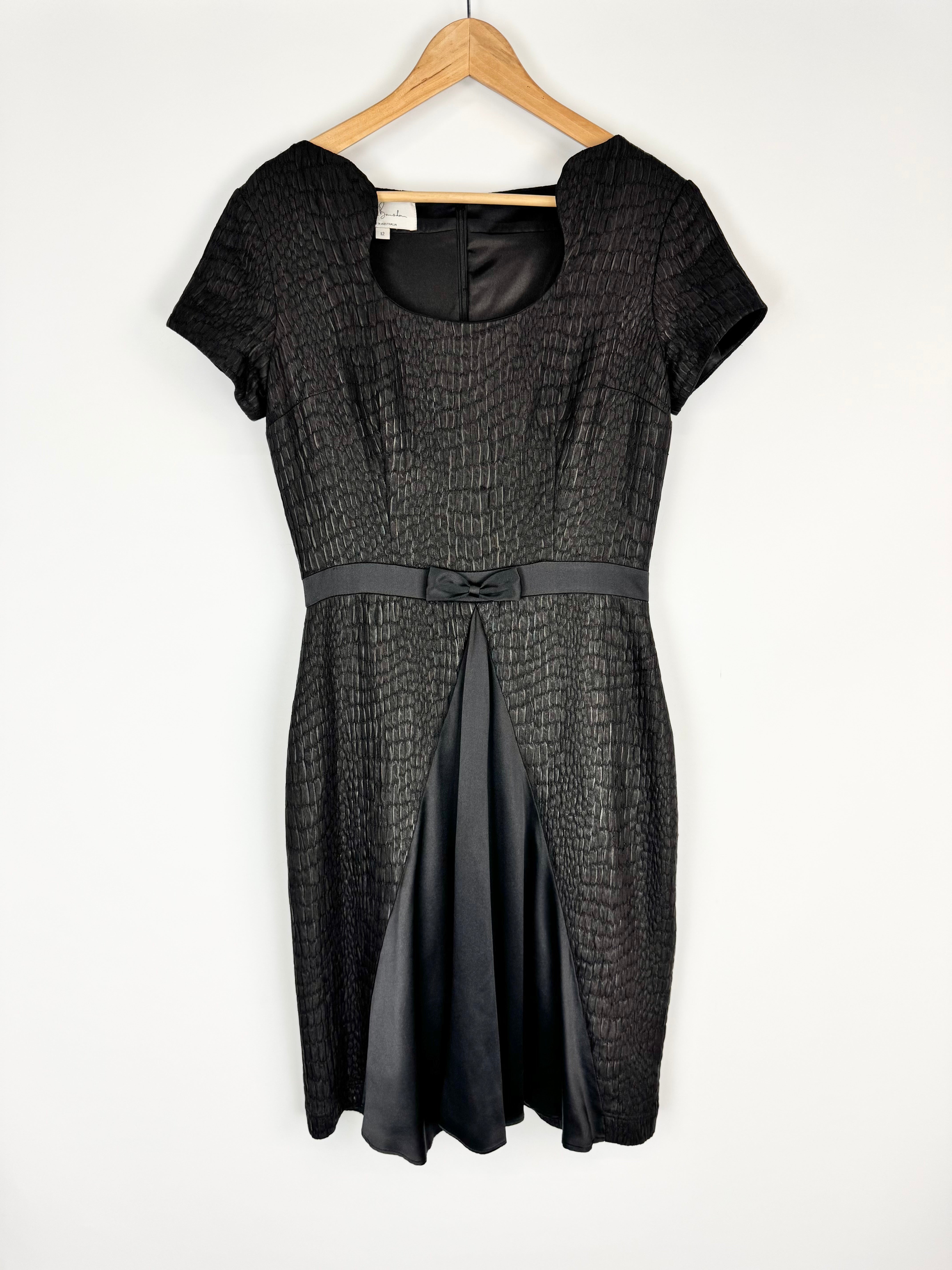 Jayson Brunsdon Black Bow Detail Cocktail Dress - AU12