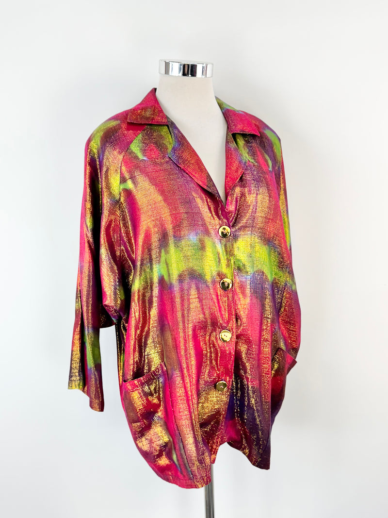 Comme des Garsons Pink Green Purple & Metallic Gold Shirt - AU10/12