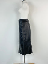 Reiss Black Leather Midi Skirt - AU8