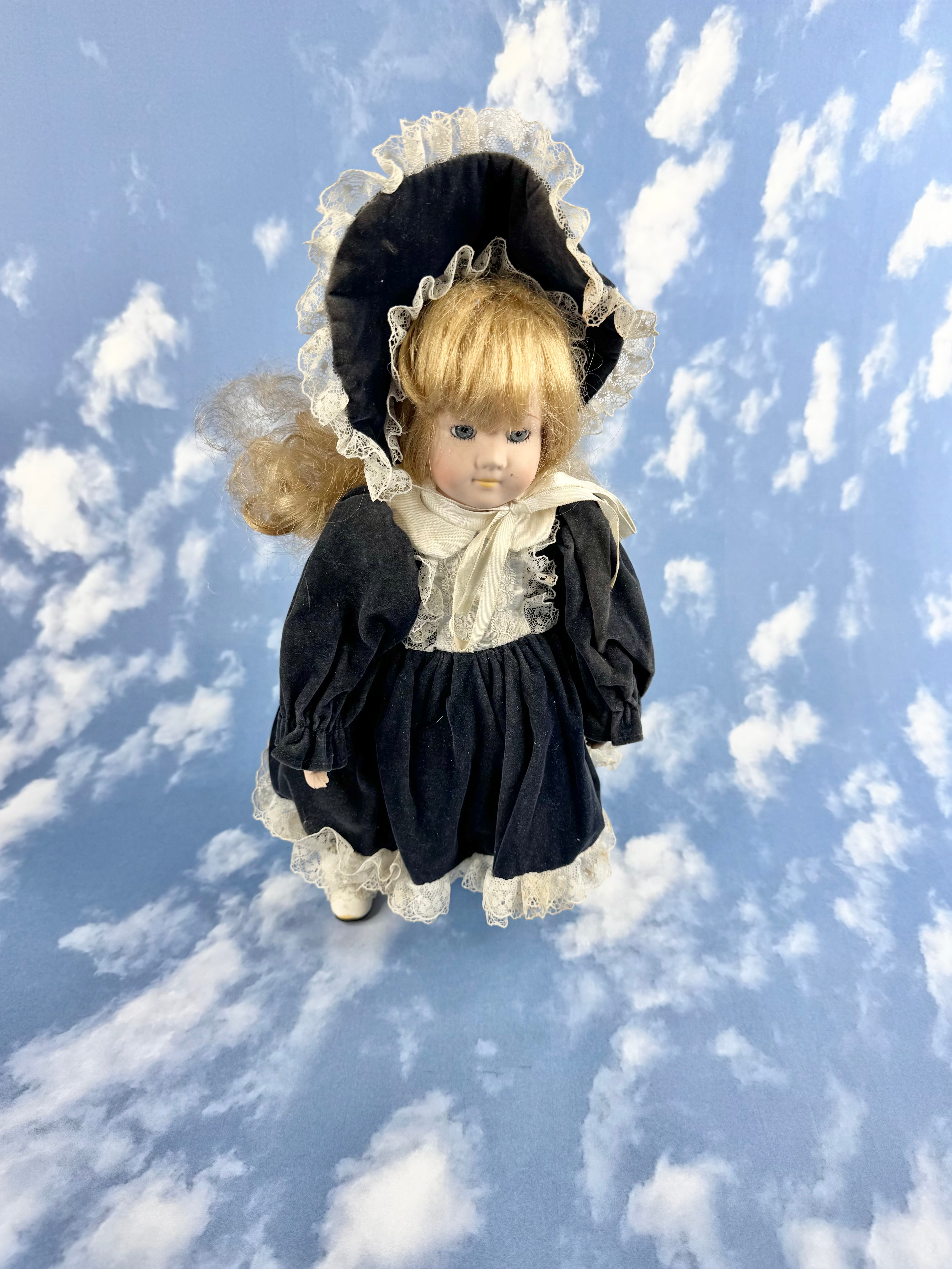 Black Velvet & White Lace China Doll