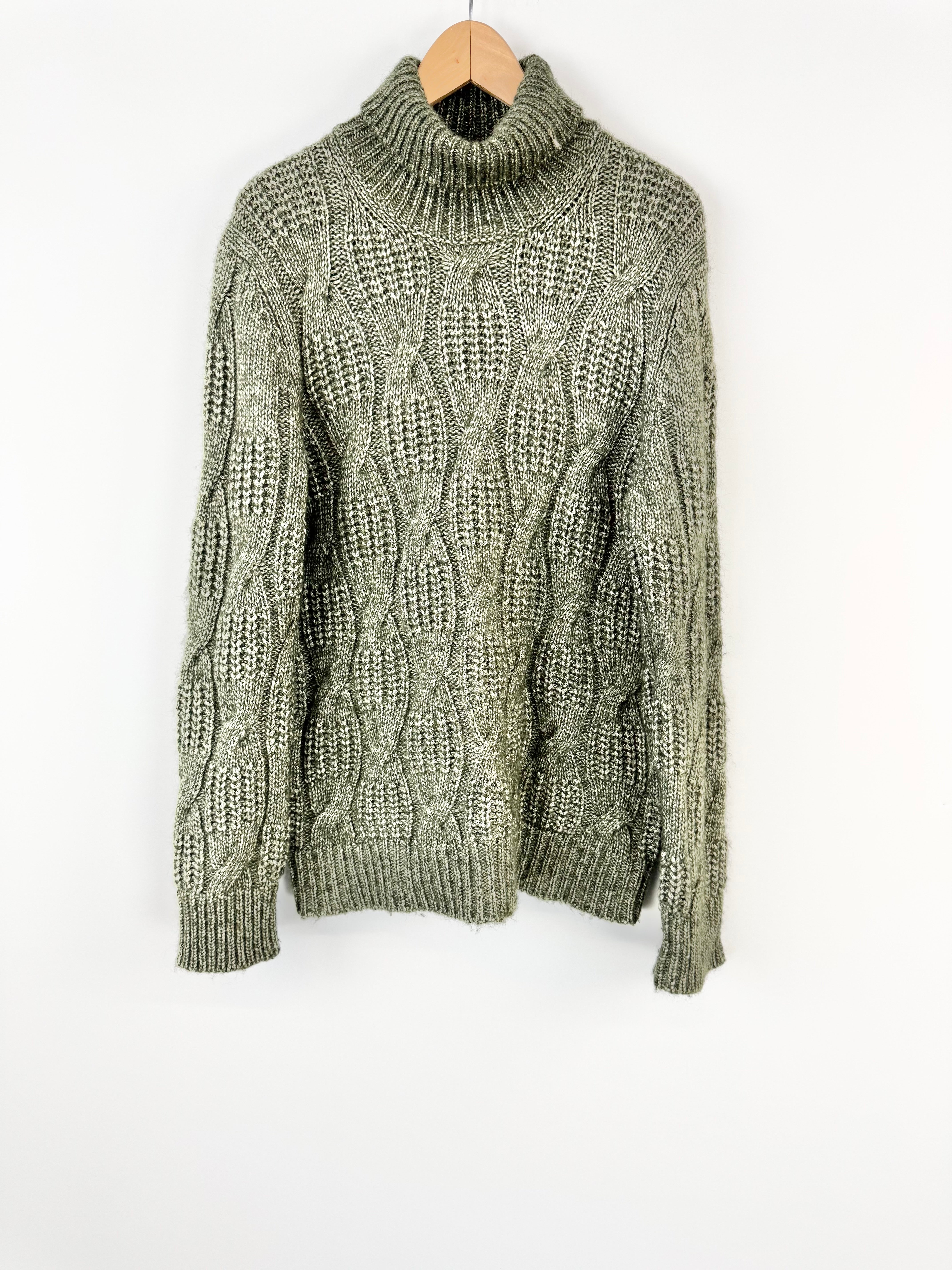 Gran Sasso Green Cable Knit Turtleneck - AU12