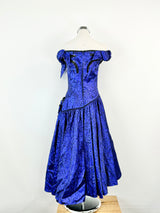 Vintage 70s Electric Blue Lurex Cocktail Dress - AU10