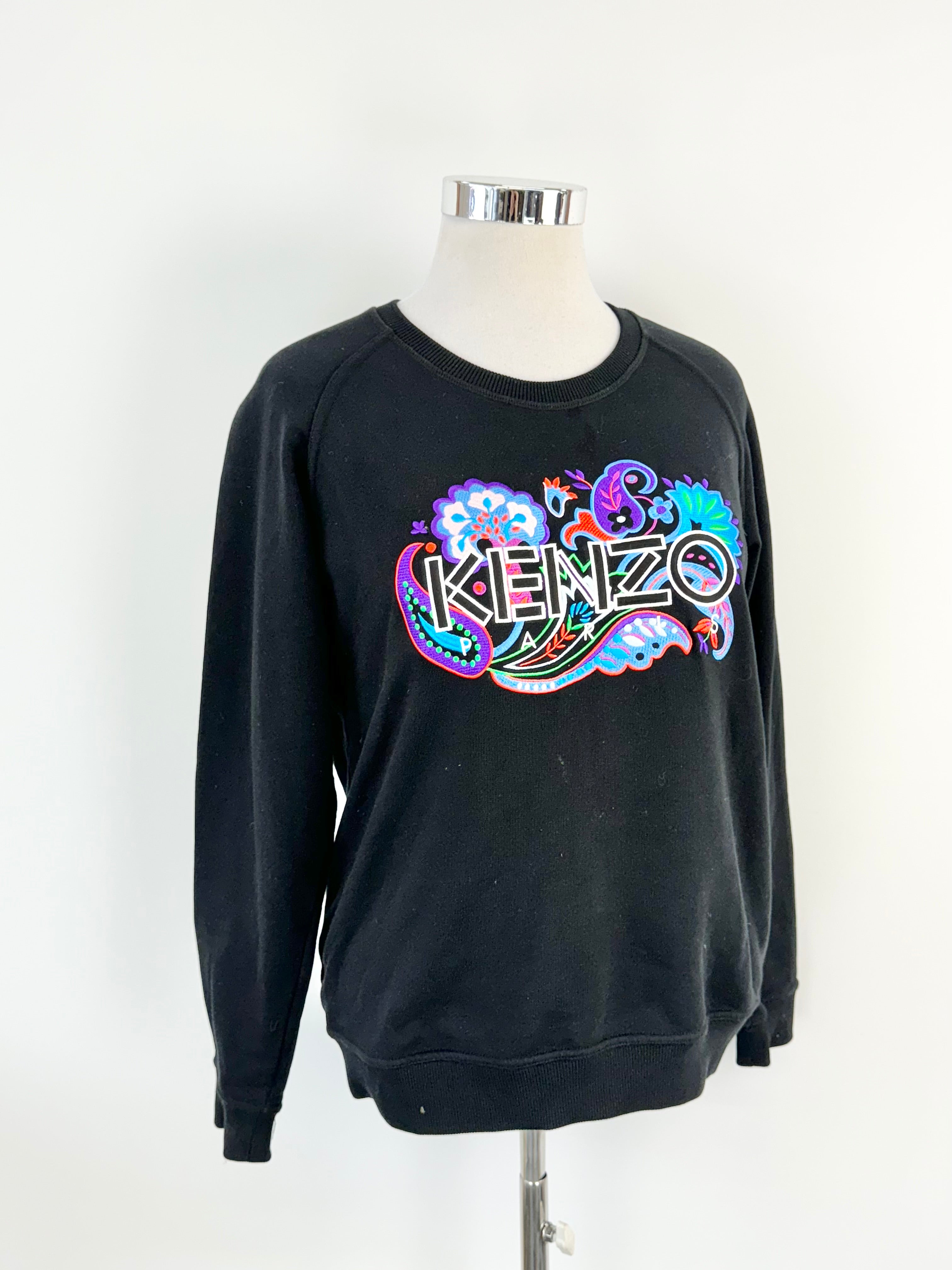 Kenzo Paris Black Floral Logo Sweater - AU12
