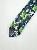 Vintage Pierre Cardin Green & Blue Pattern Tie