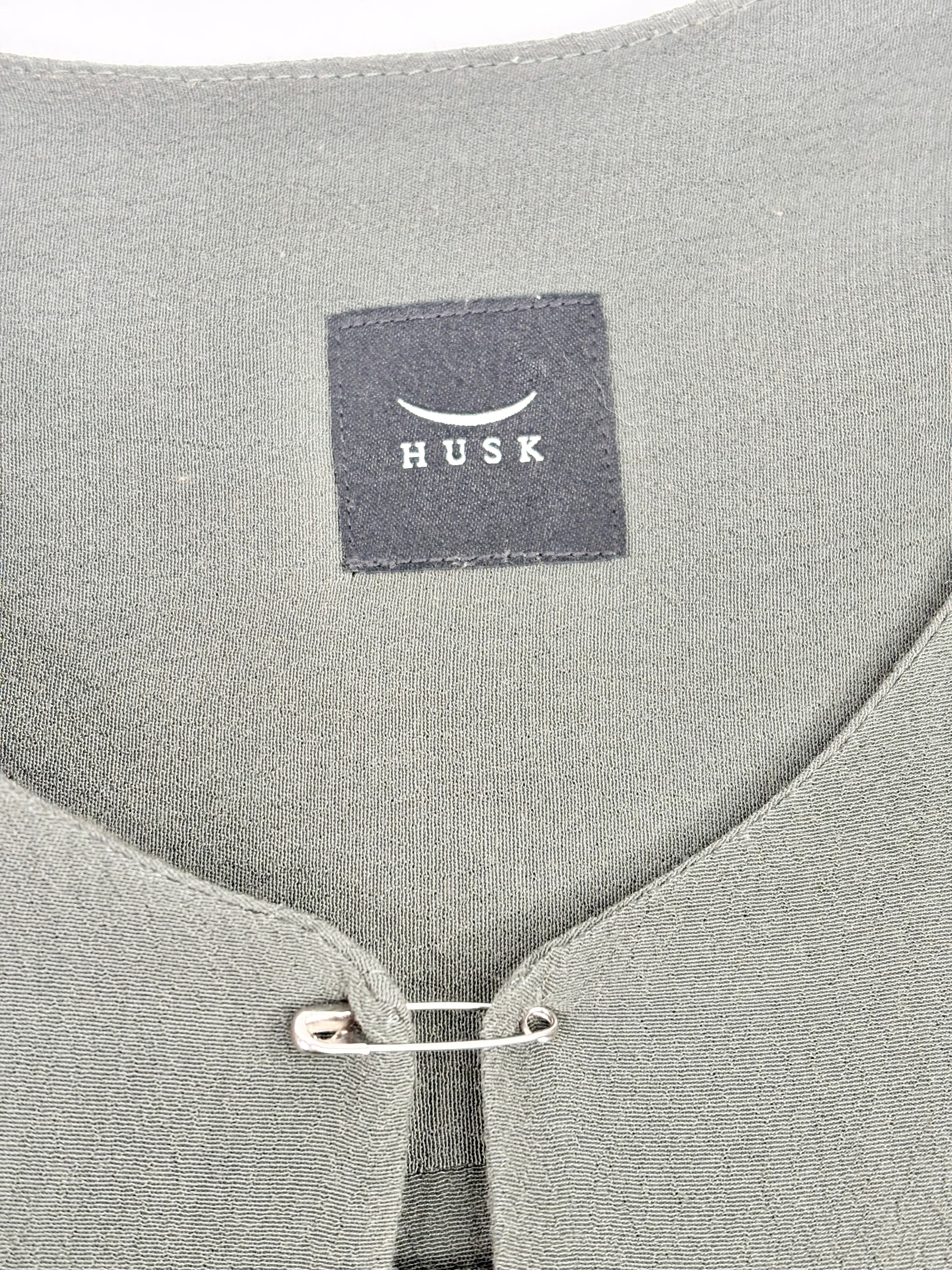 Husk Forest Green Crepe Shift Dress - AU8/10