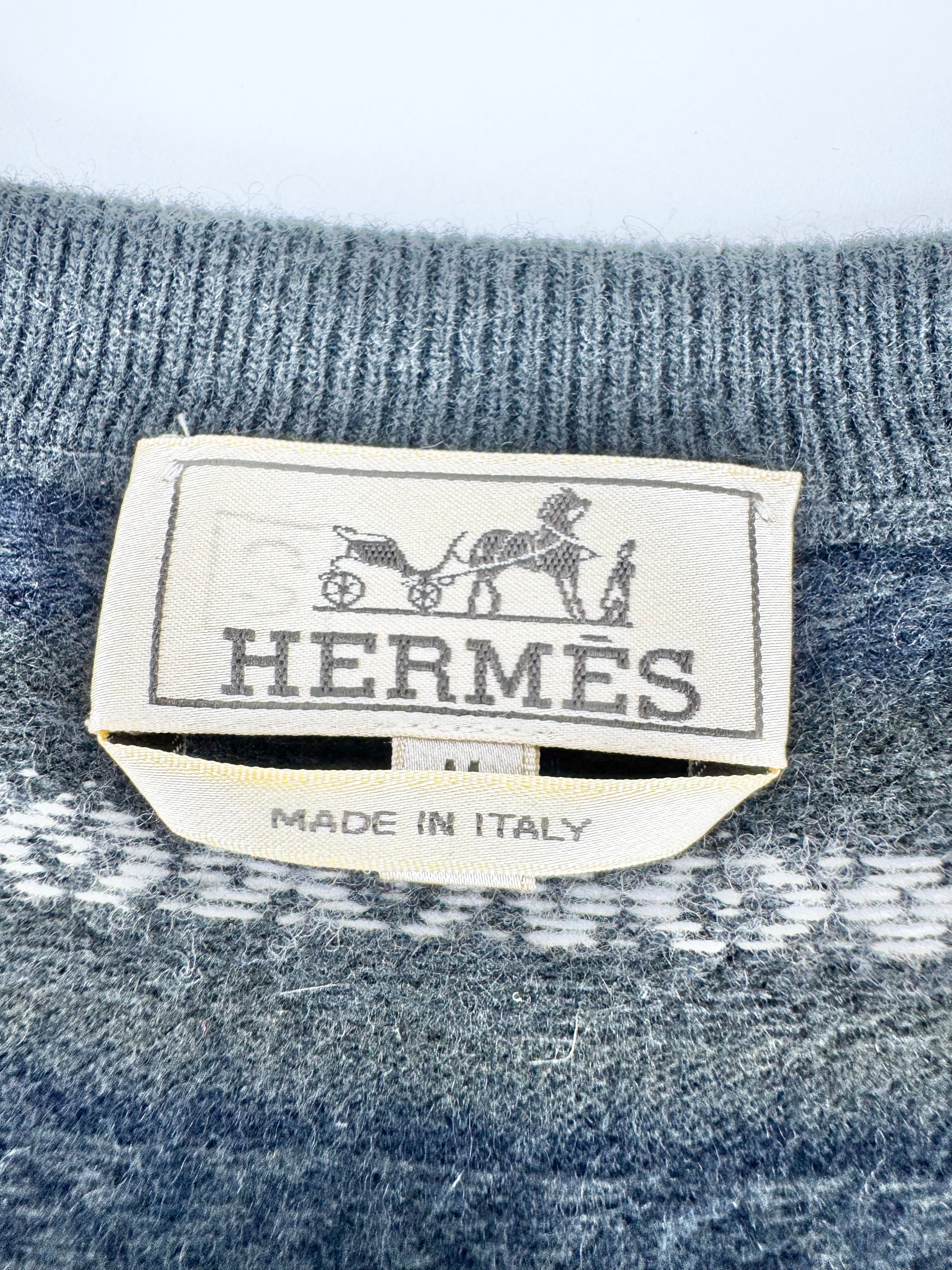 Hermès Black Dark Grey Patterned Wool & Cashmere Jumper -  AU12