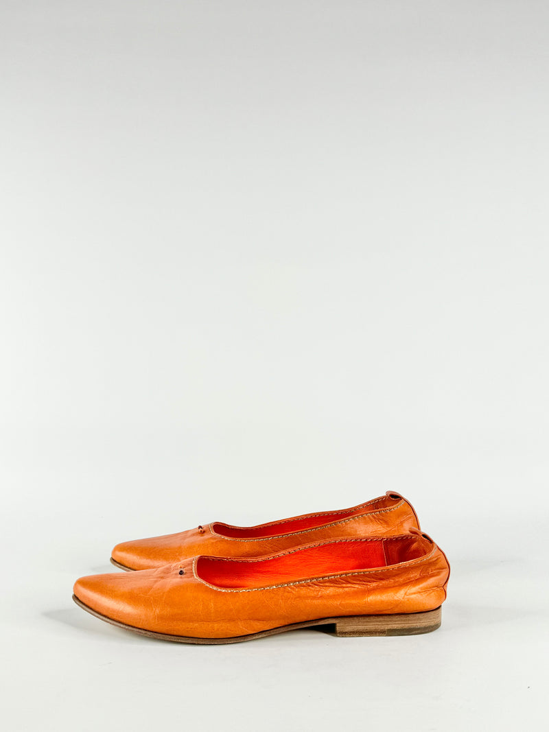 Henry Curl for Barneys New York Tangerine Pointed Toe Ballet Flats - EU37.5