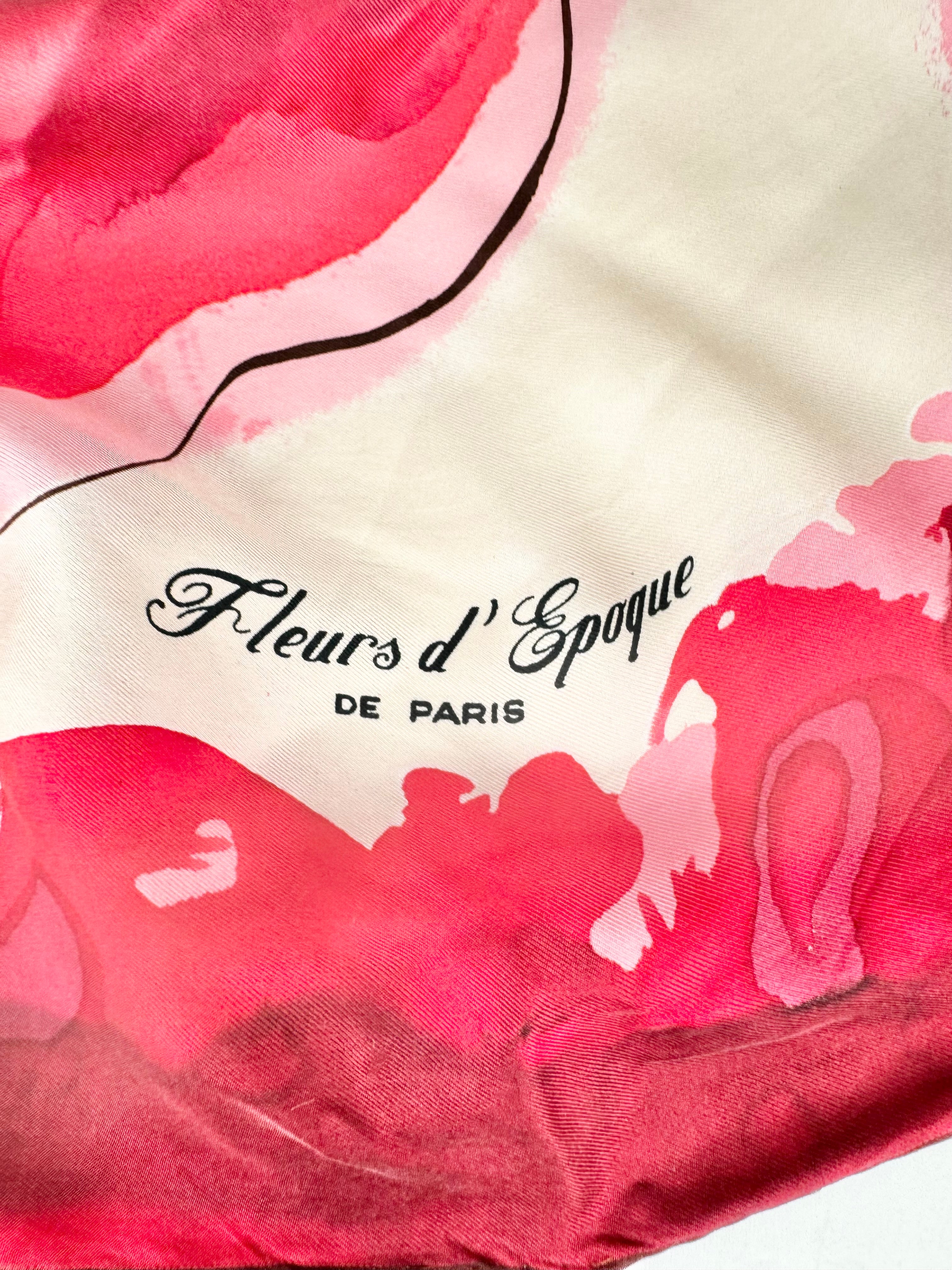 Fleurs d'Epoque Rose Pattern Silk Scarf