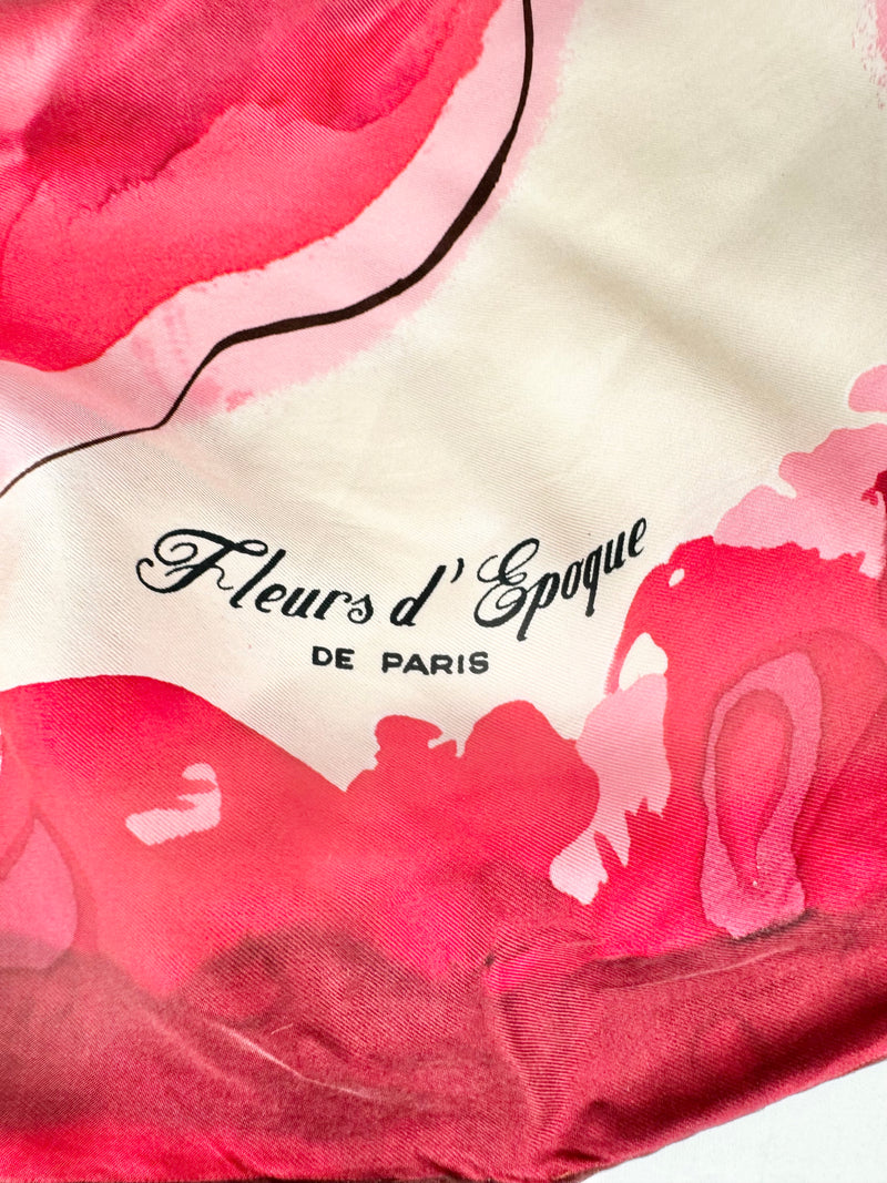 Fleurs d'Epoque Rose Pattern Silk Scarf