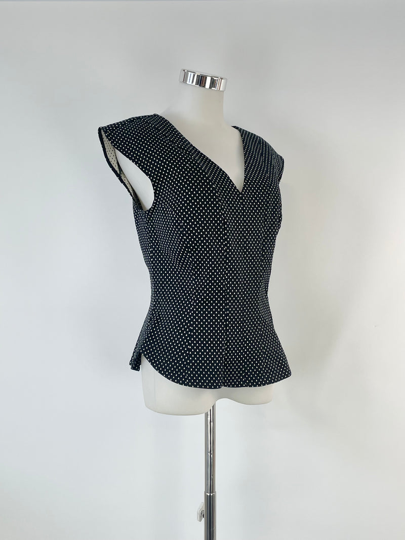 Veronika Maine Black & White Triangle Patterned Top - AU10