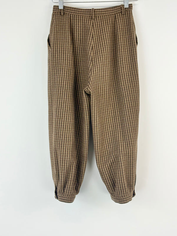 Vintage 70s Gaston Jaunet Beige Wool-Blend Trousers - AU6