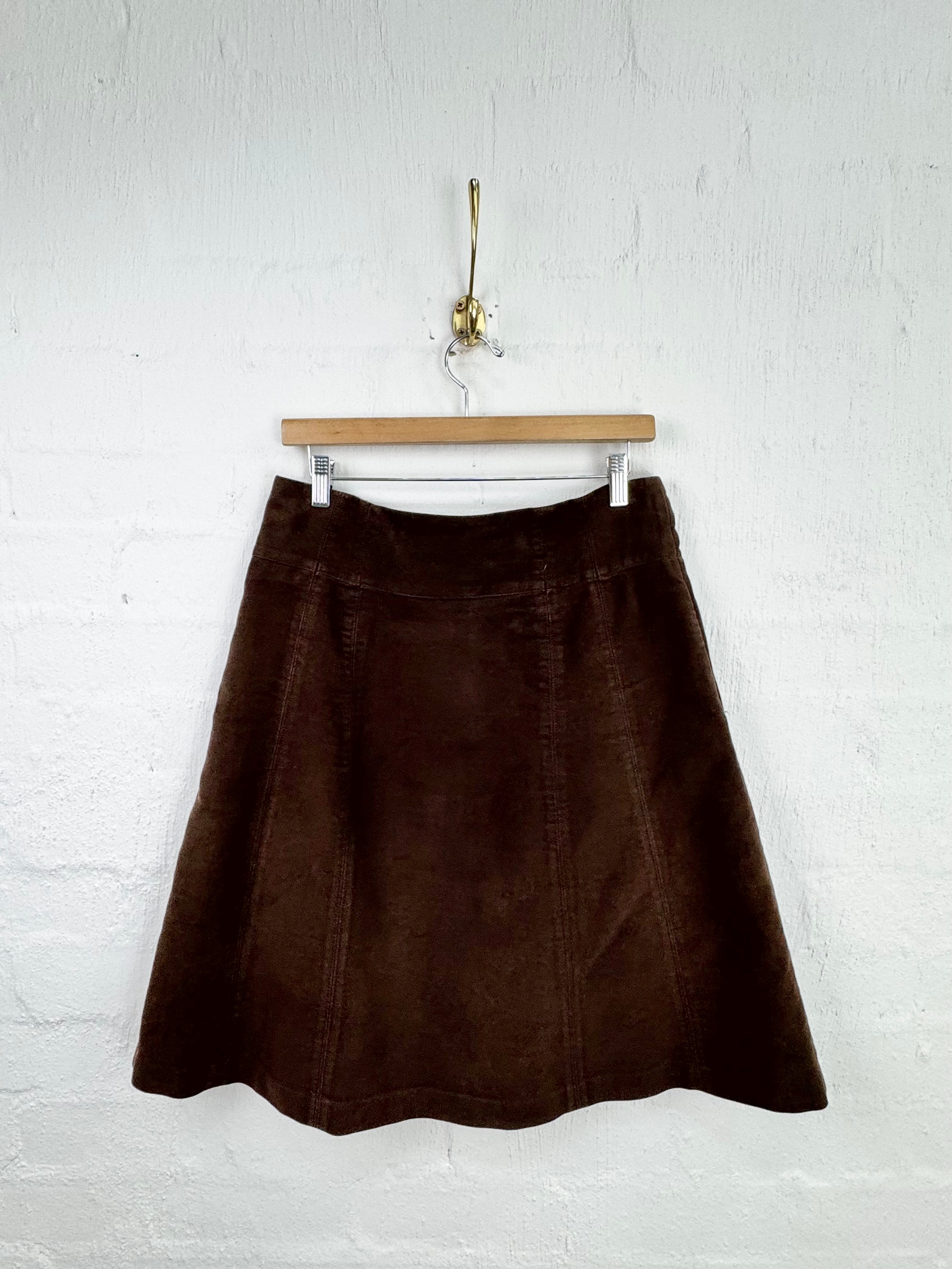 Vintage Laura Ashley Velveteen Brown Panelled Skirt - AU10