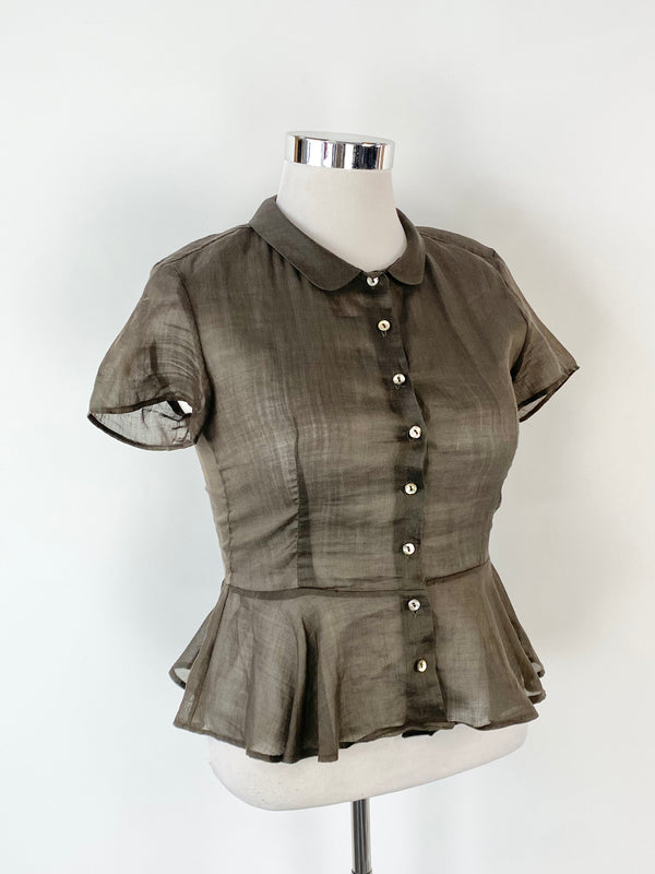 Cabbages & Roses Chocolate Brown Sheer Top - AU12