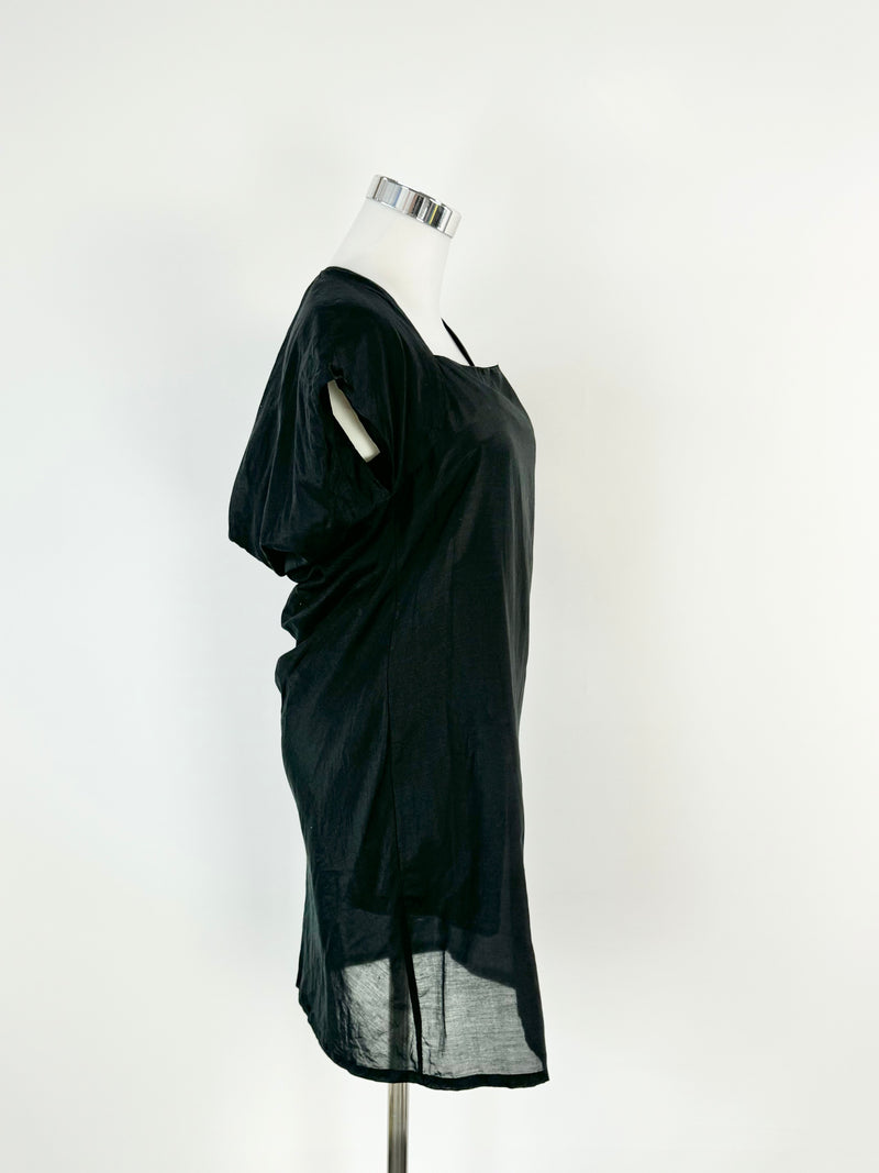 Alpha 60 Black Cotton & Silk Blend Mini Dress - AU6/8