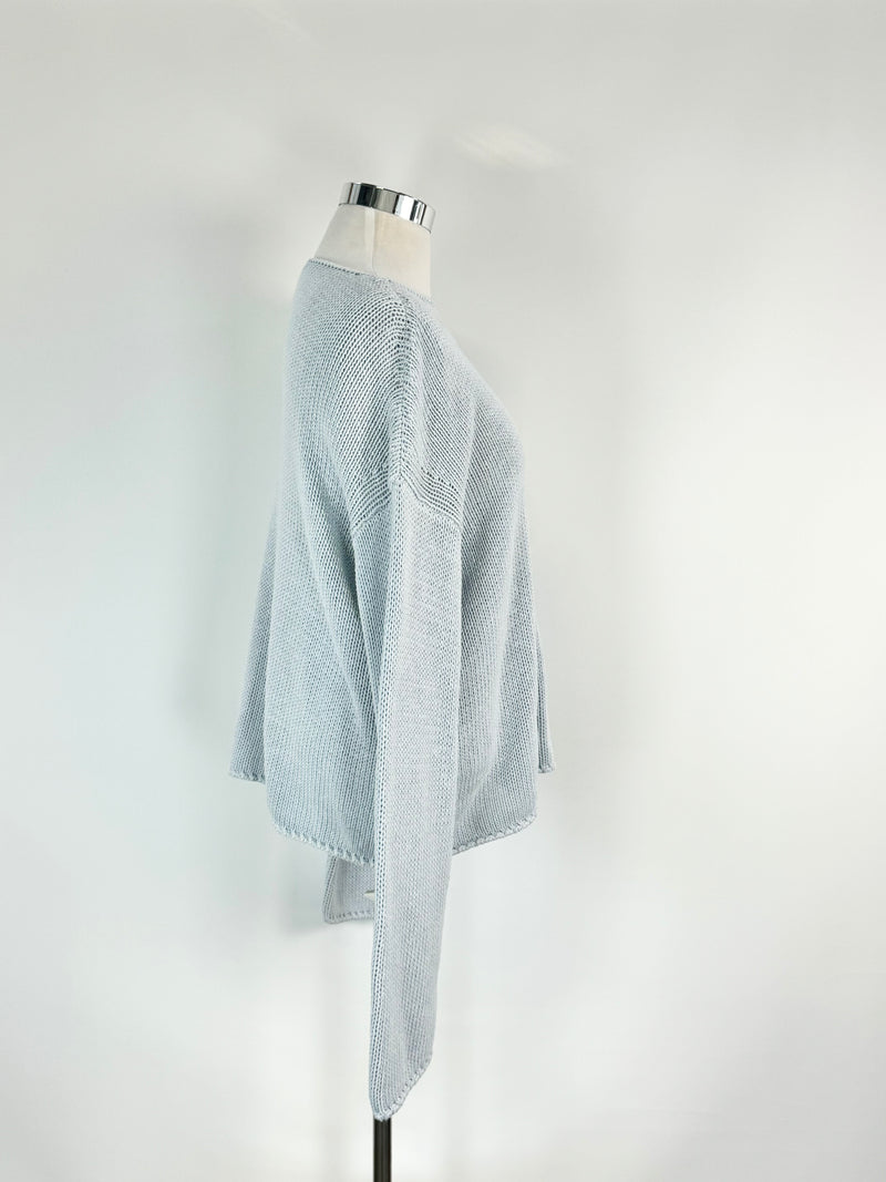 Another Tomorrow Dusty Blue Draped Knit Sweater - AU10