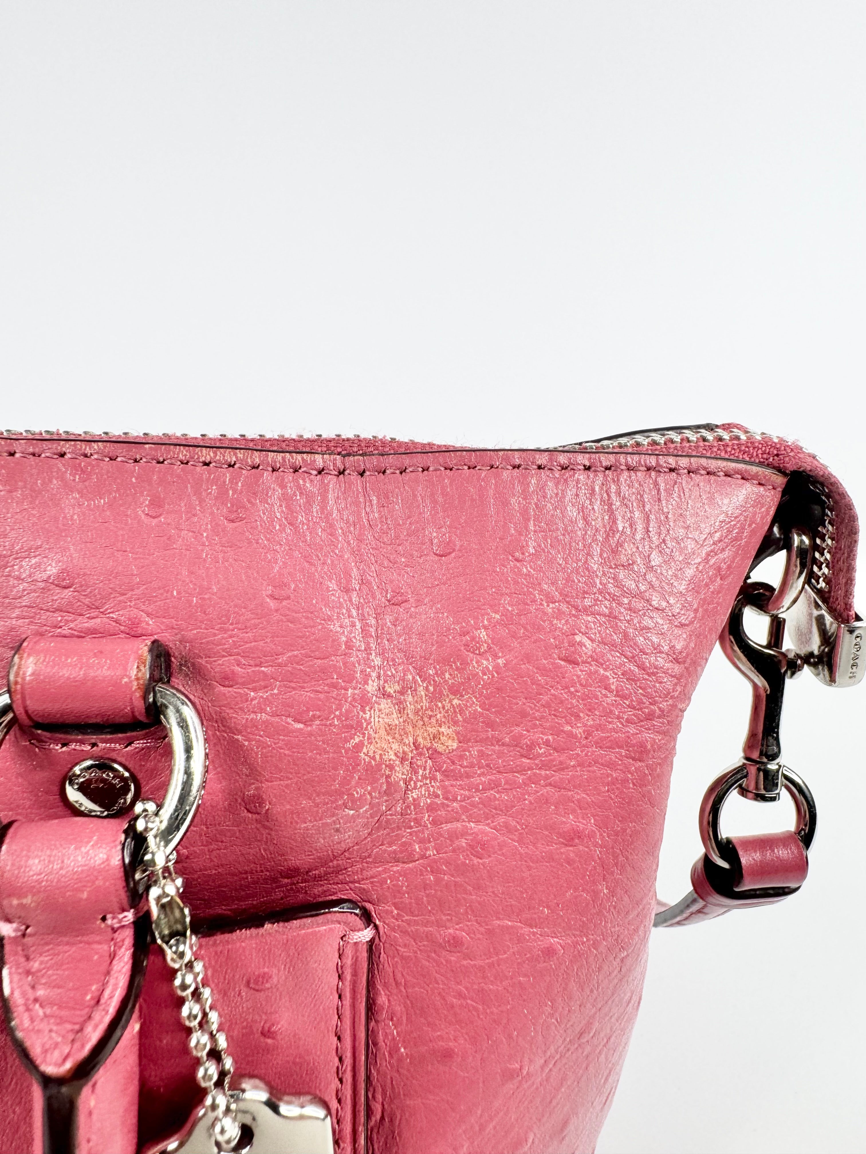 Coach 'Emma' Thulian Pink Faux Ostrich Satchel Bag
