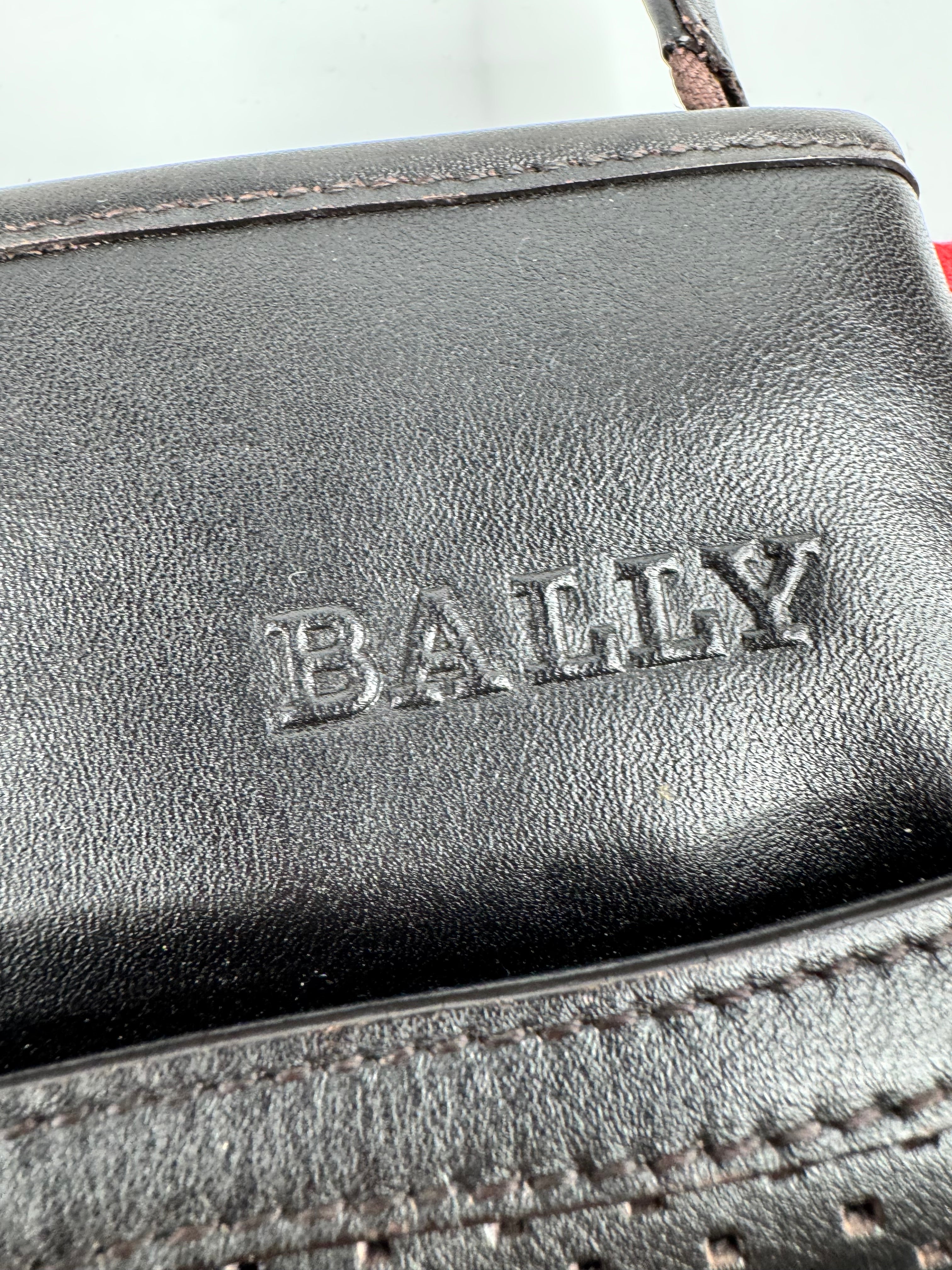 Bally Black Pinhole Patterned Leather Messenger Bag