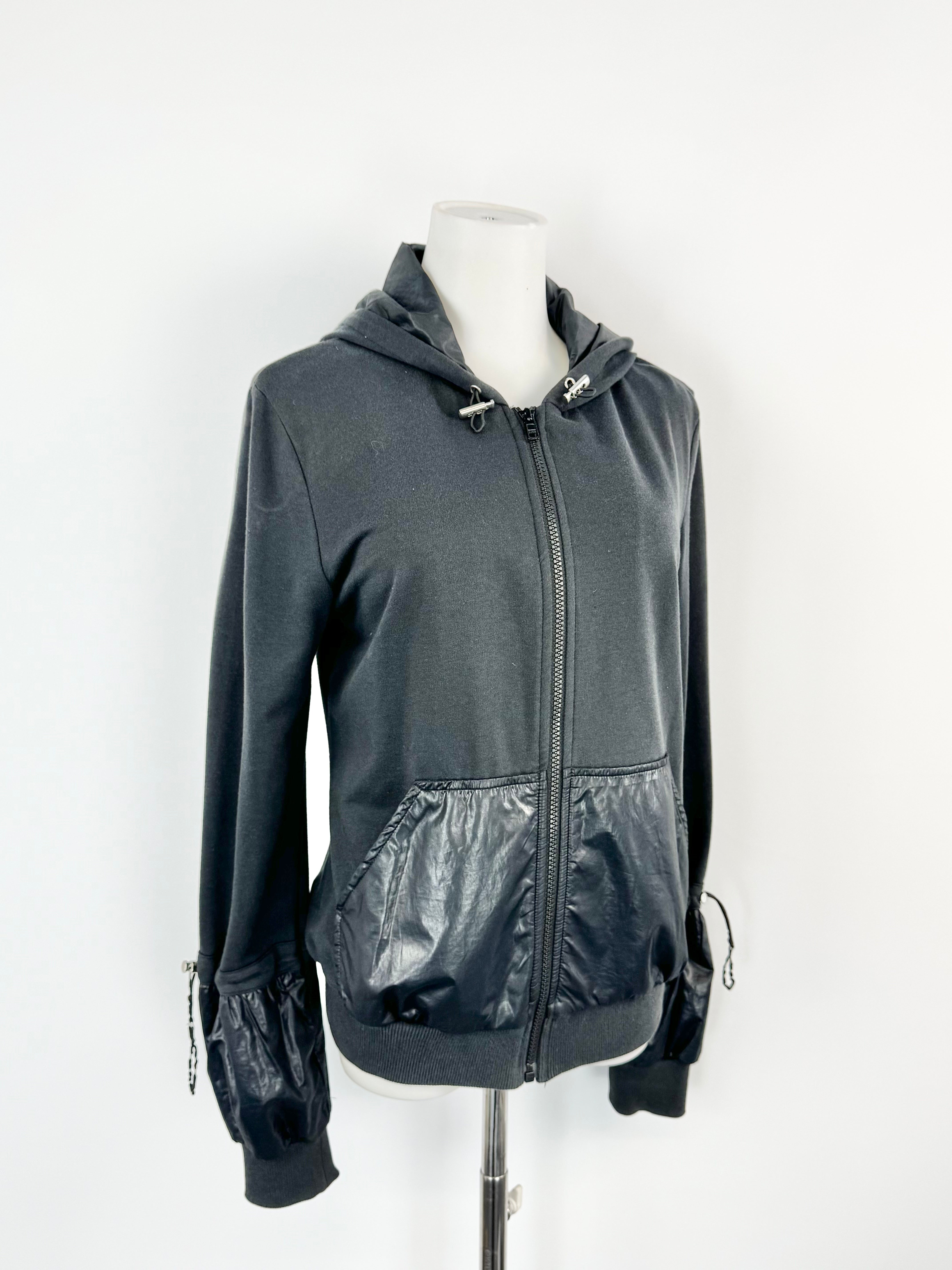 Love Moschino Black Puff Sleeve Black Zippered Hoodie - AU10