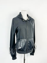 Love Moschino Black Puff Sleeve Black Zippered Hoodie - AU10