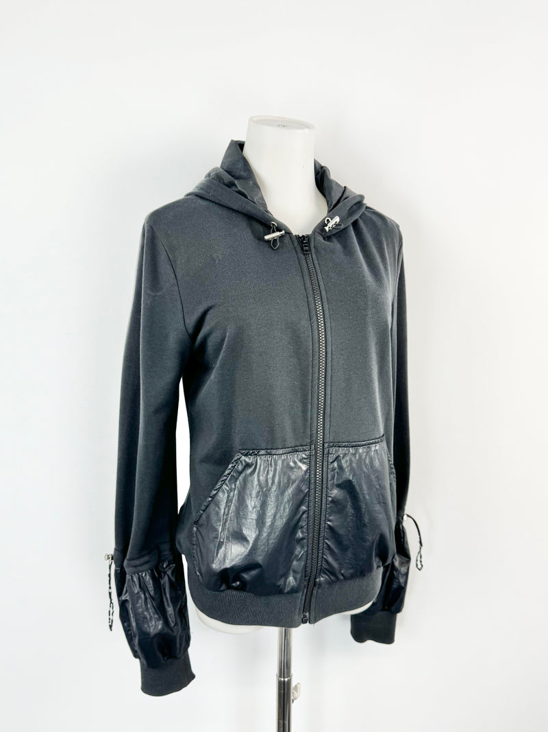 Love Moschino Black Puff Sleeve Black Zippered Hoodie - AU10