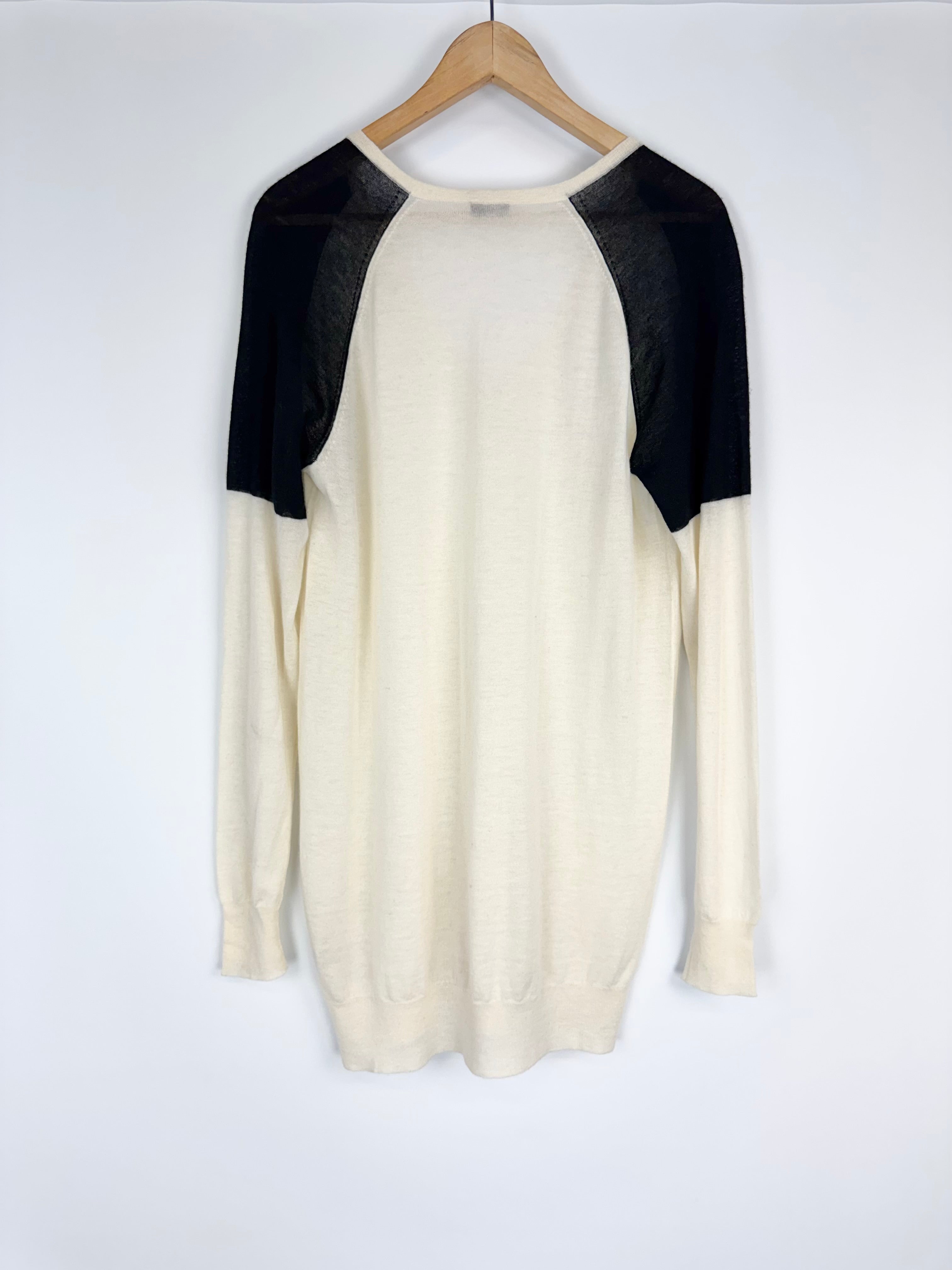 Joseph Cream & Black Trim Cashmere V-Neck Tunic - AU12