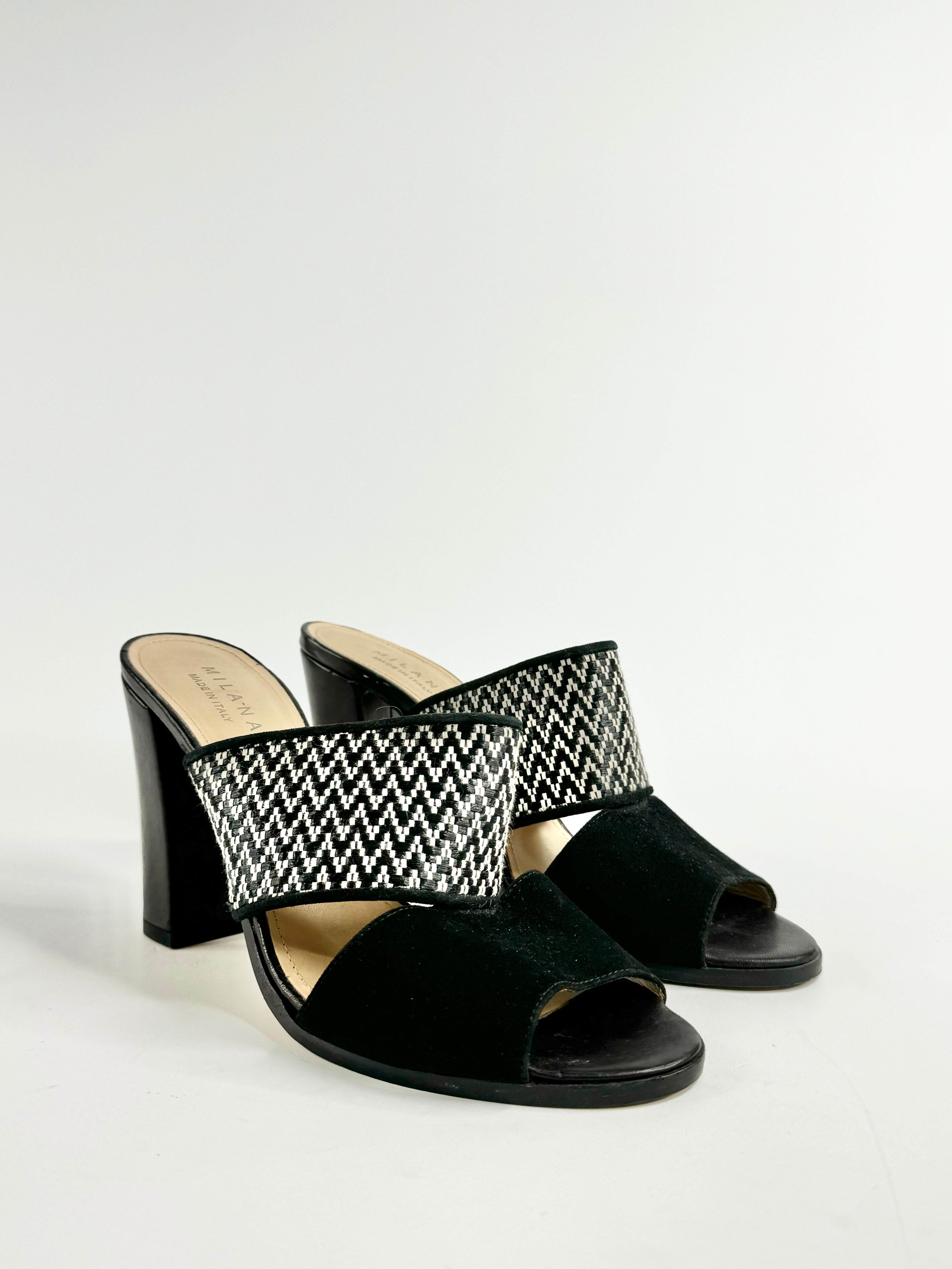 Milana Black & White Peep Toe Heels - EU41