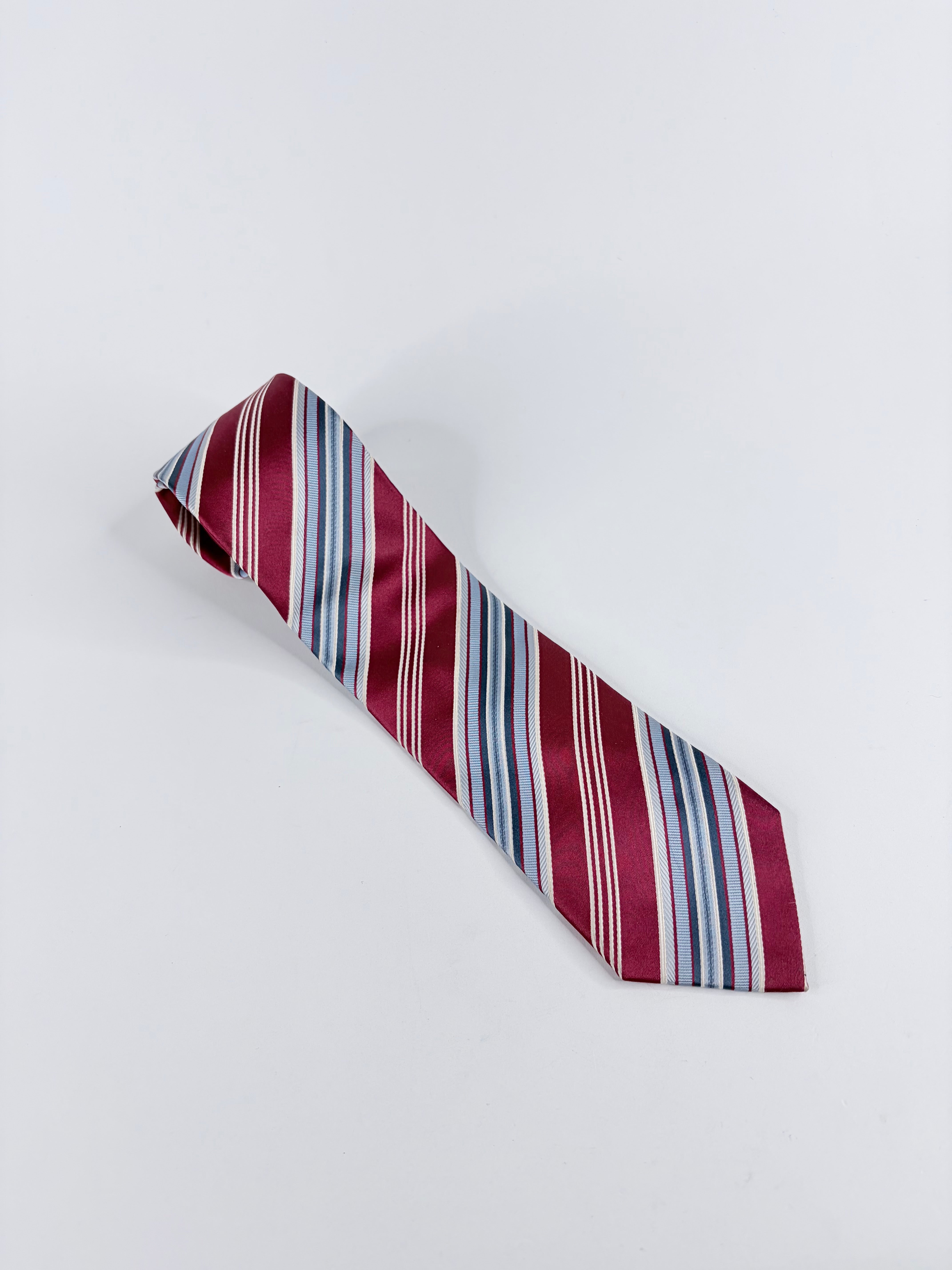 Ermenegildo Zegna Red & Blue Striped Silk Tie