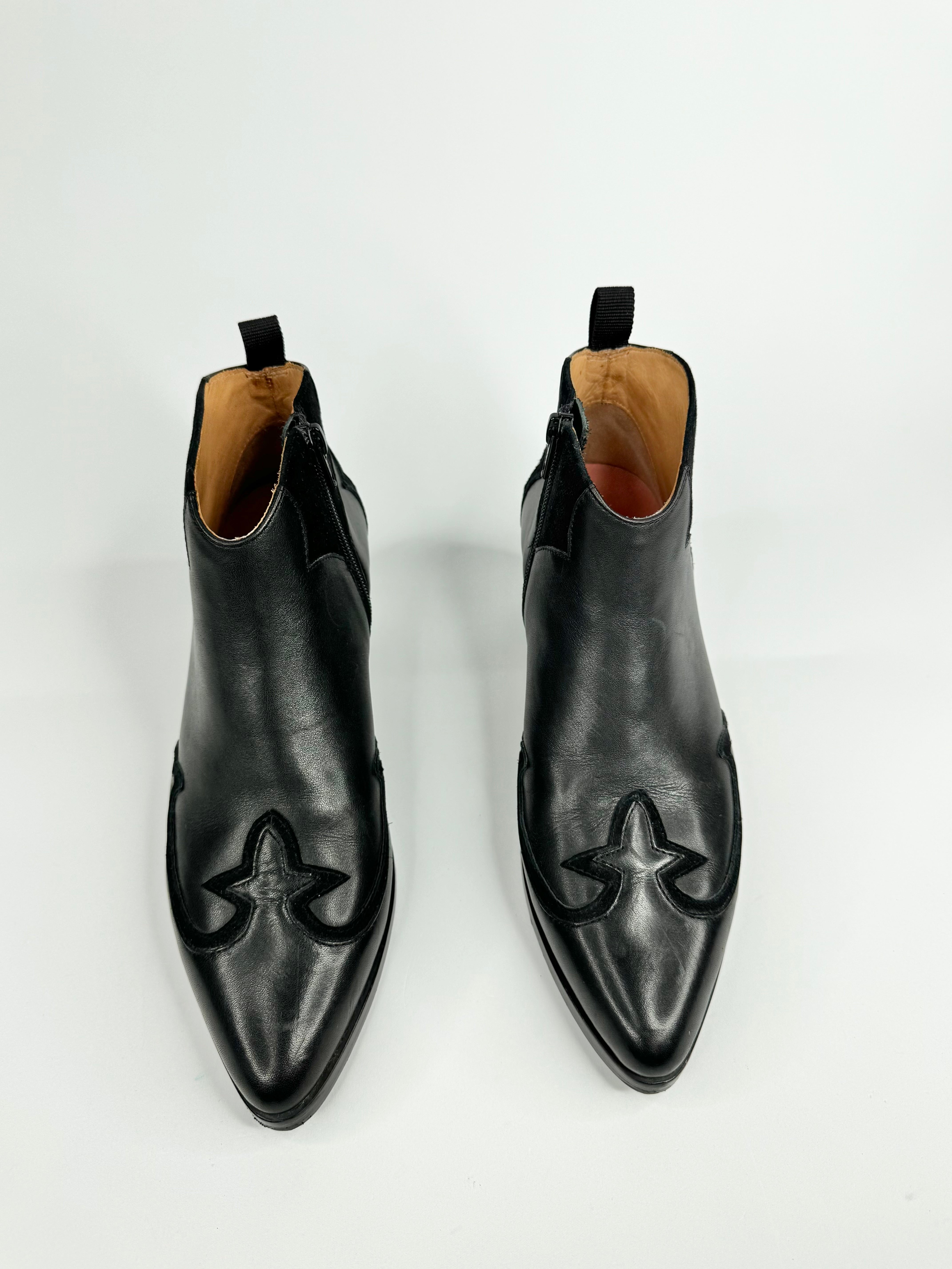 Bared Black Leather & Suede 'Quetzal' Anke Boots - EU36