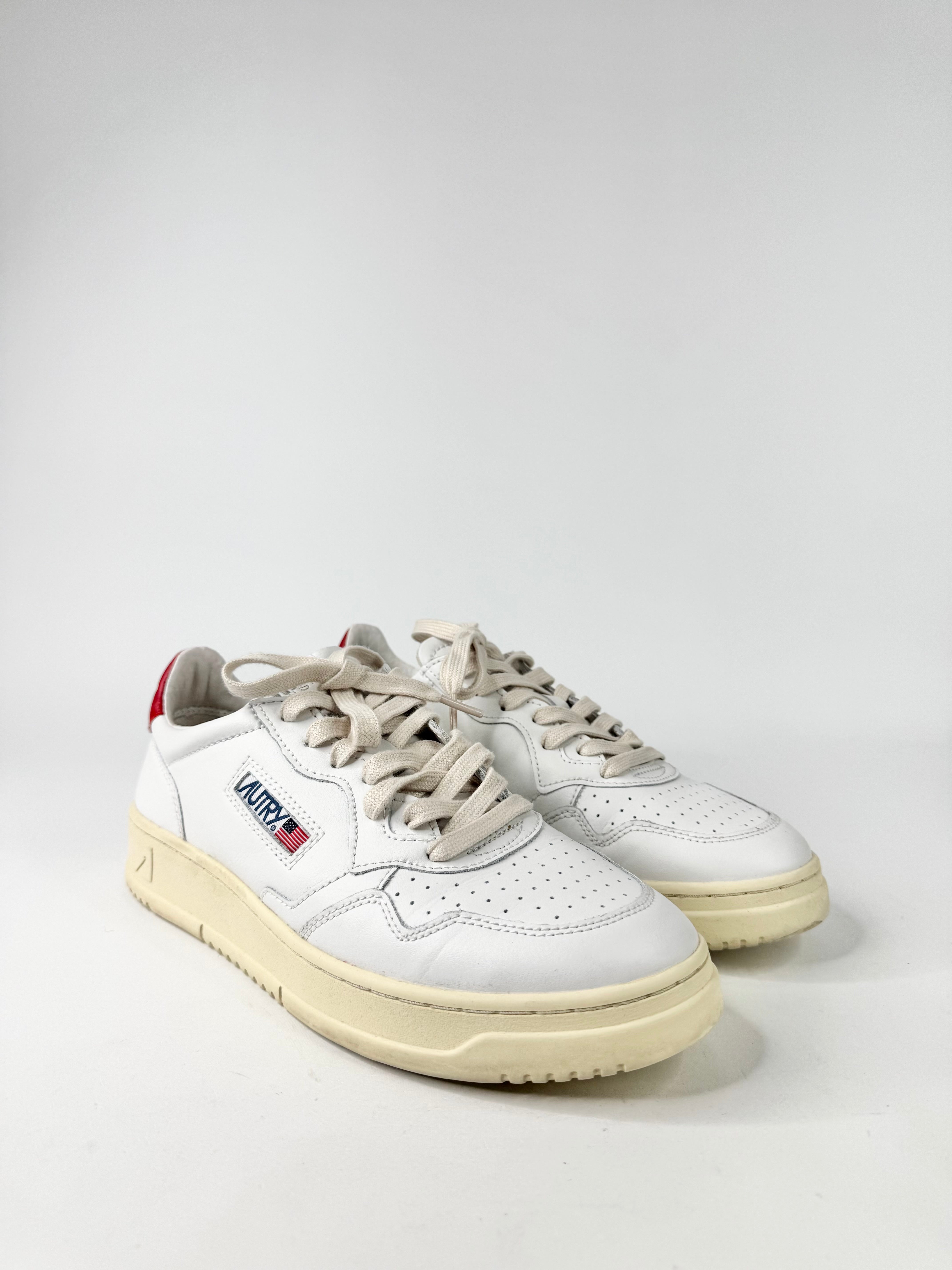 Autry 01 Red & White Low Top Leather Sneakers - EU41