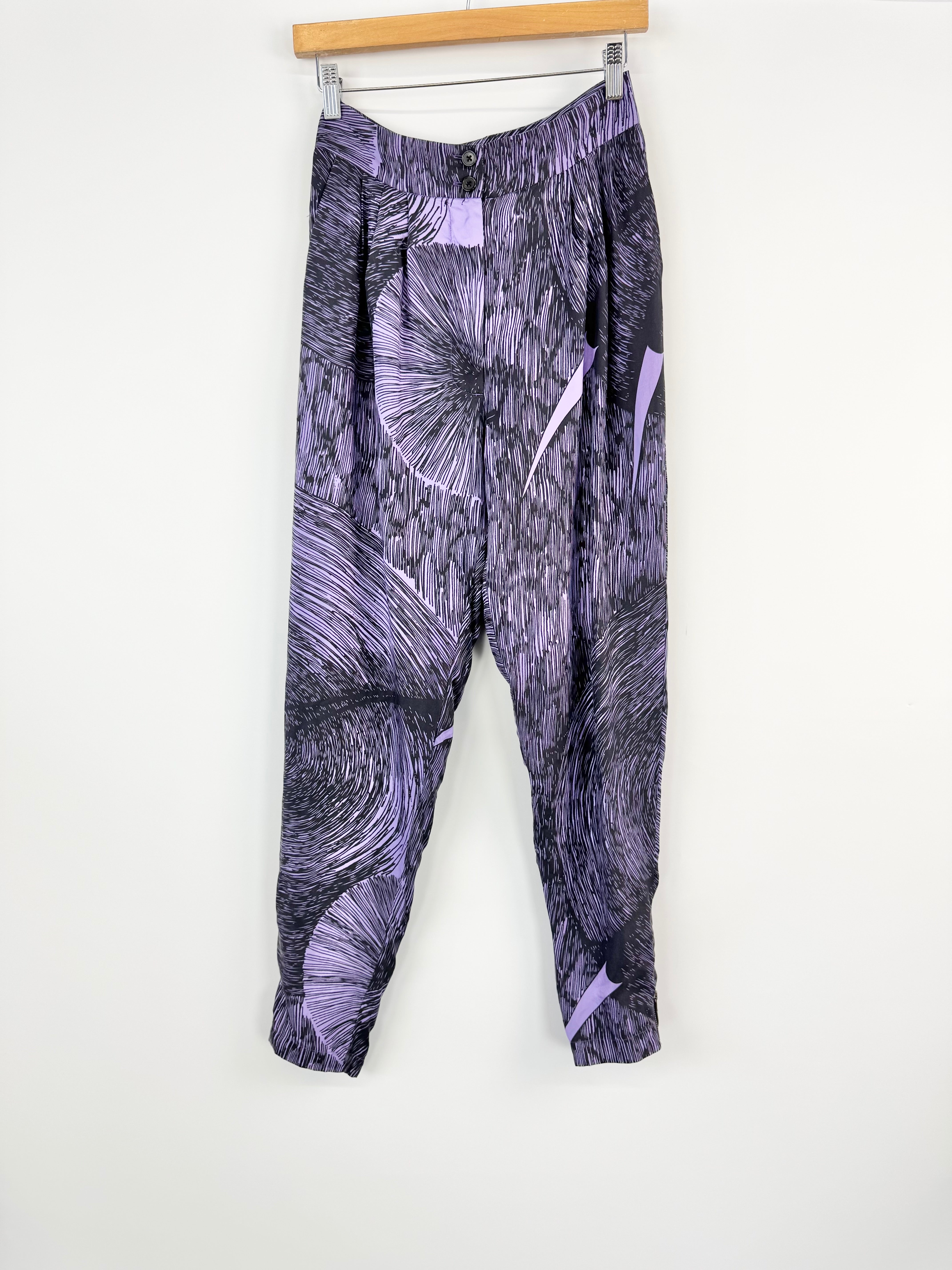 Gorman High Waisted Purple Abstract Print Tapered Leg Pants - S