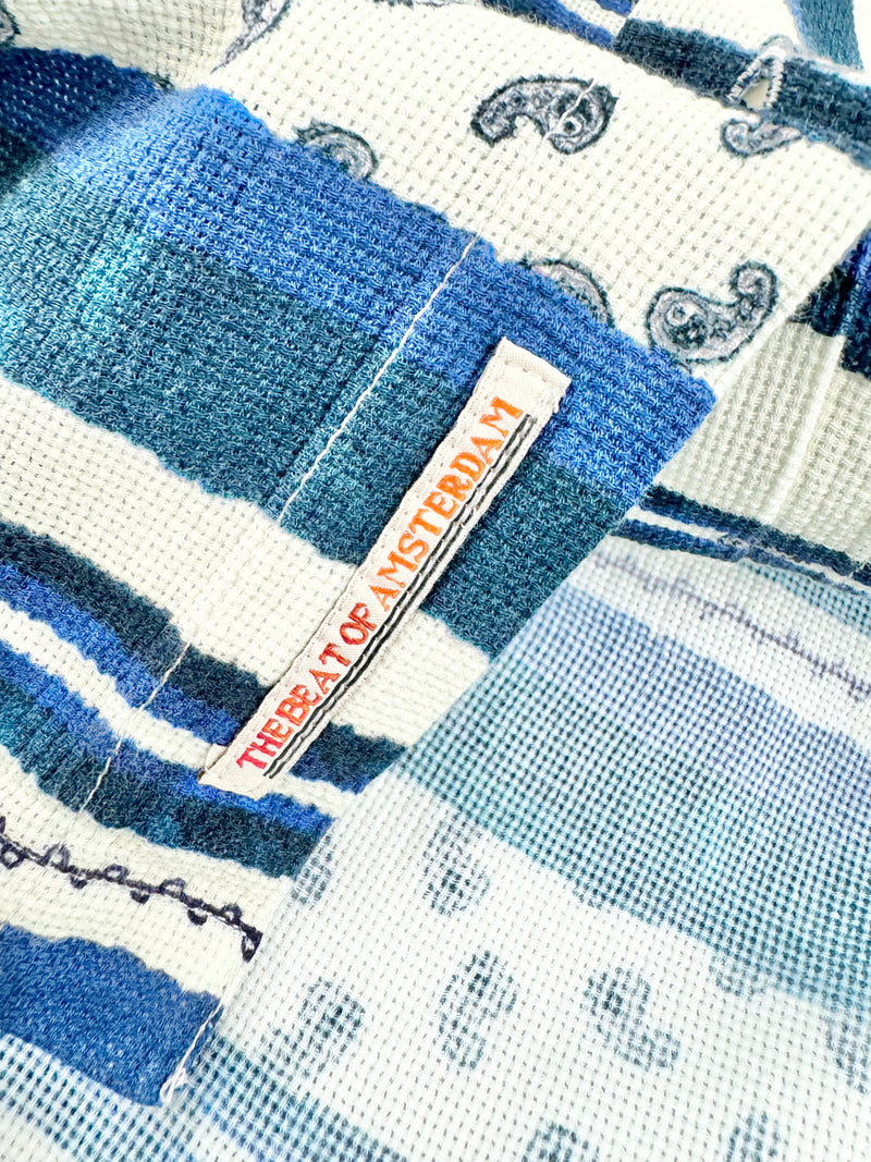 Scotch & Soda Blue & White Stripe Paisley Pattern Top NWT - XXL