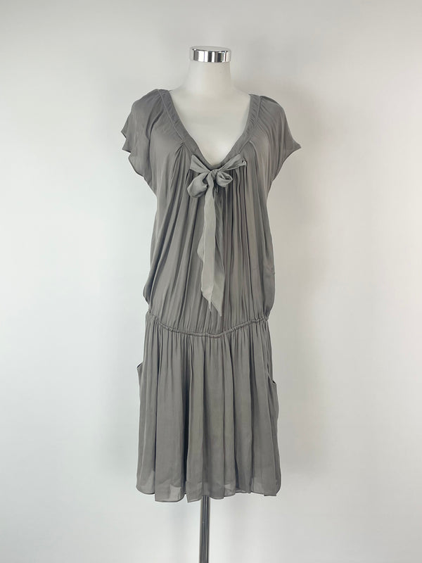 Athe Vanessa Bruno Taupe Sheer Dress - AU8