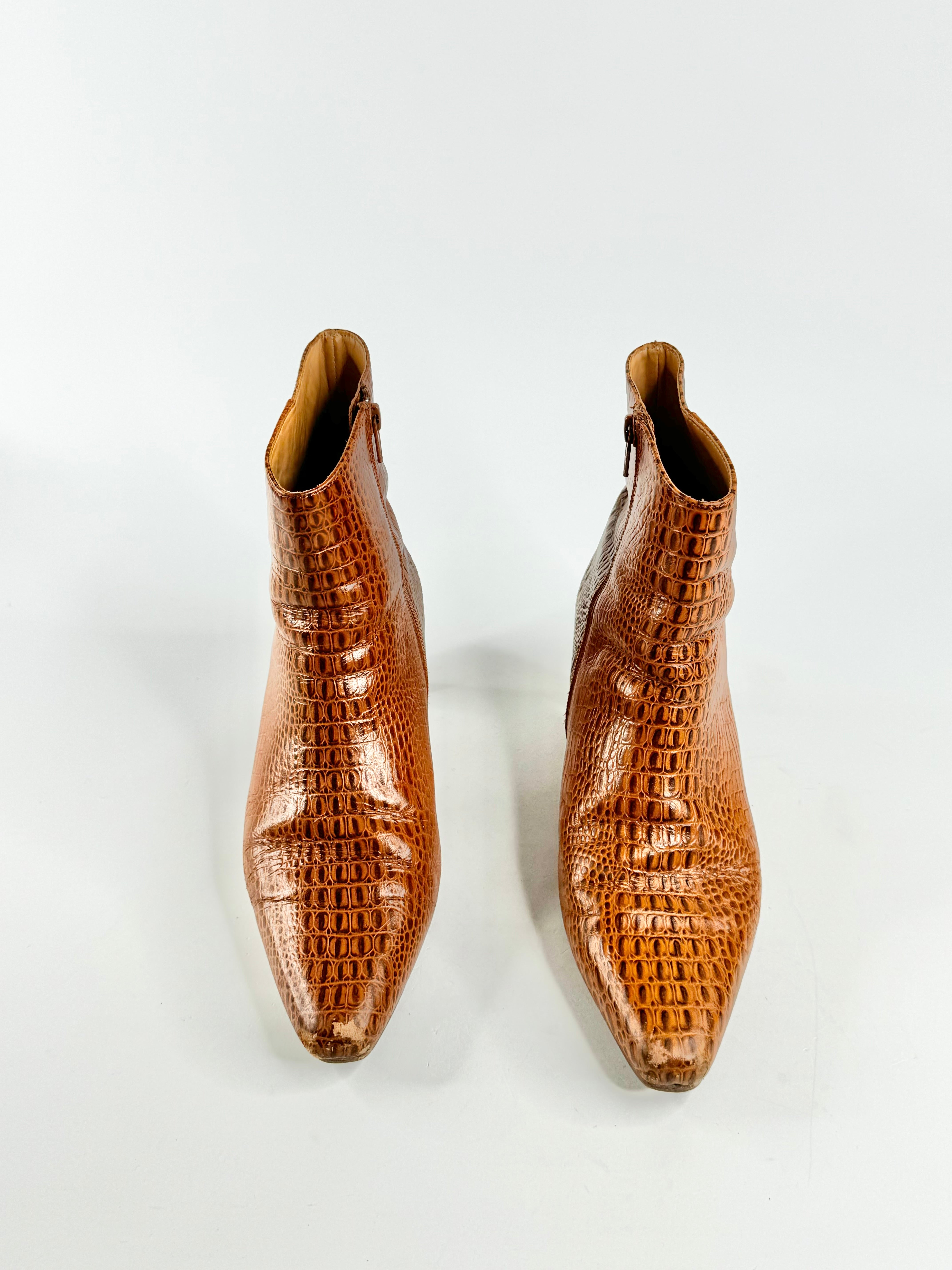Bared Tan Reptile Ankle Boots - EU38
