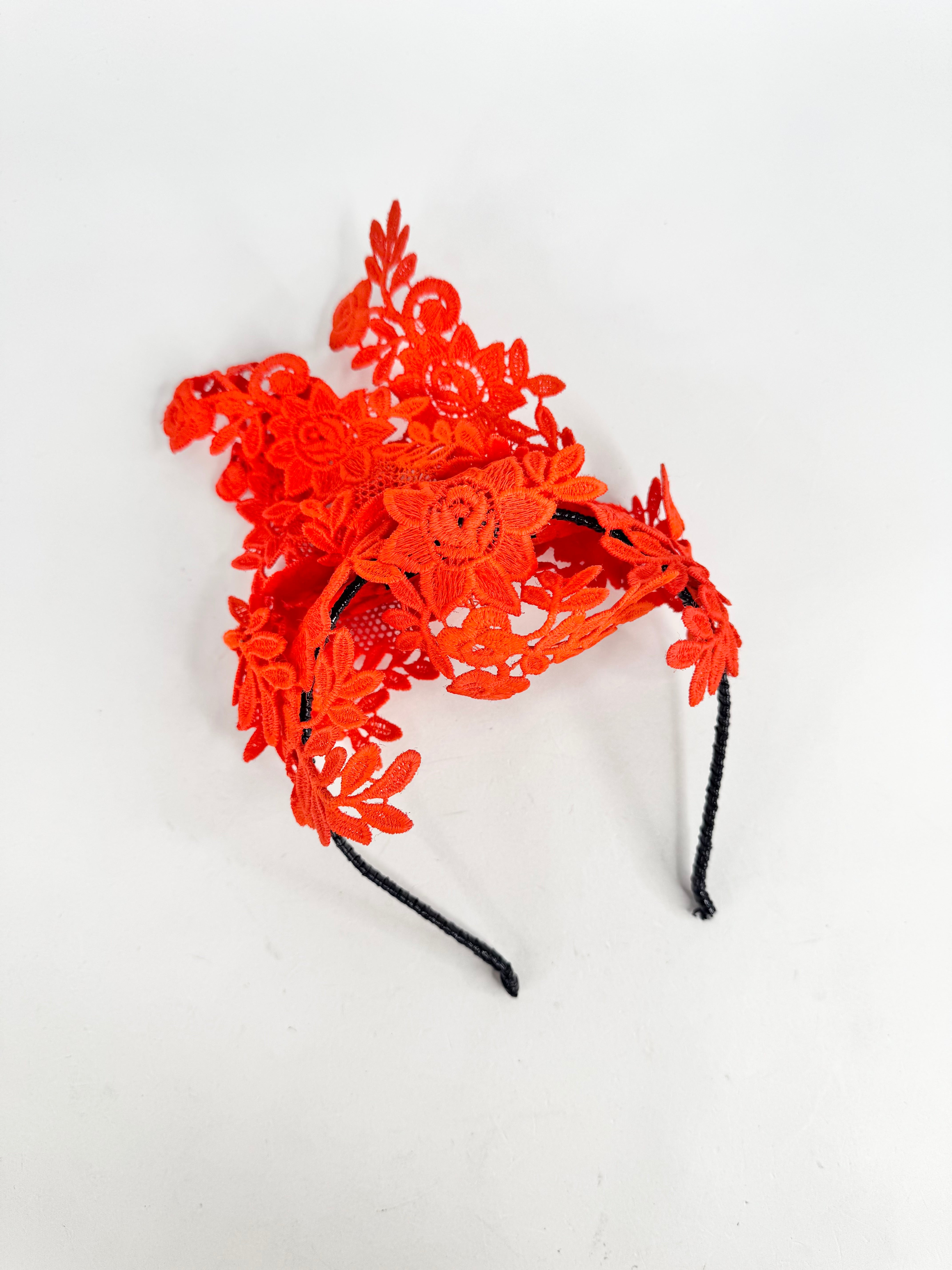 Shara Gillahan Melbourne Safety Orange Lace Embellished Headband