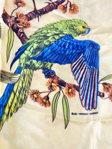 Vintage Butter Yellow Parrot Pattern Scarf