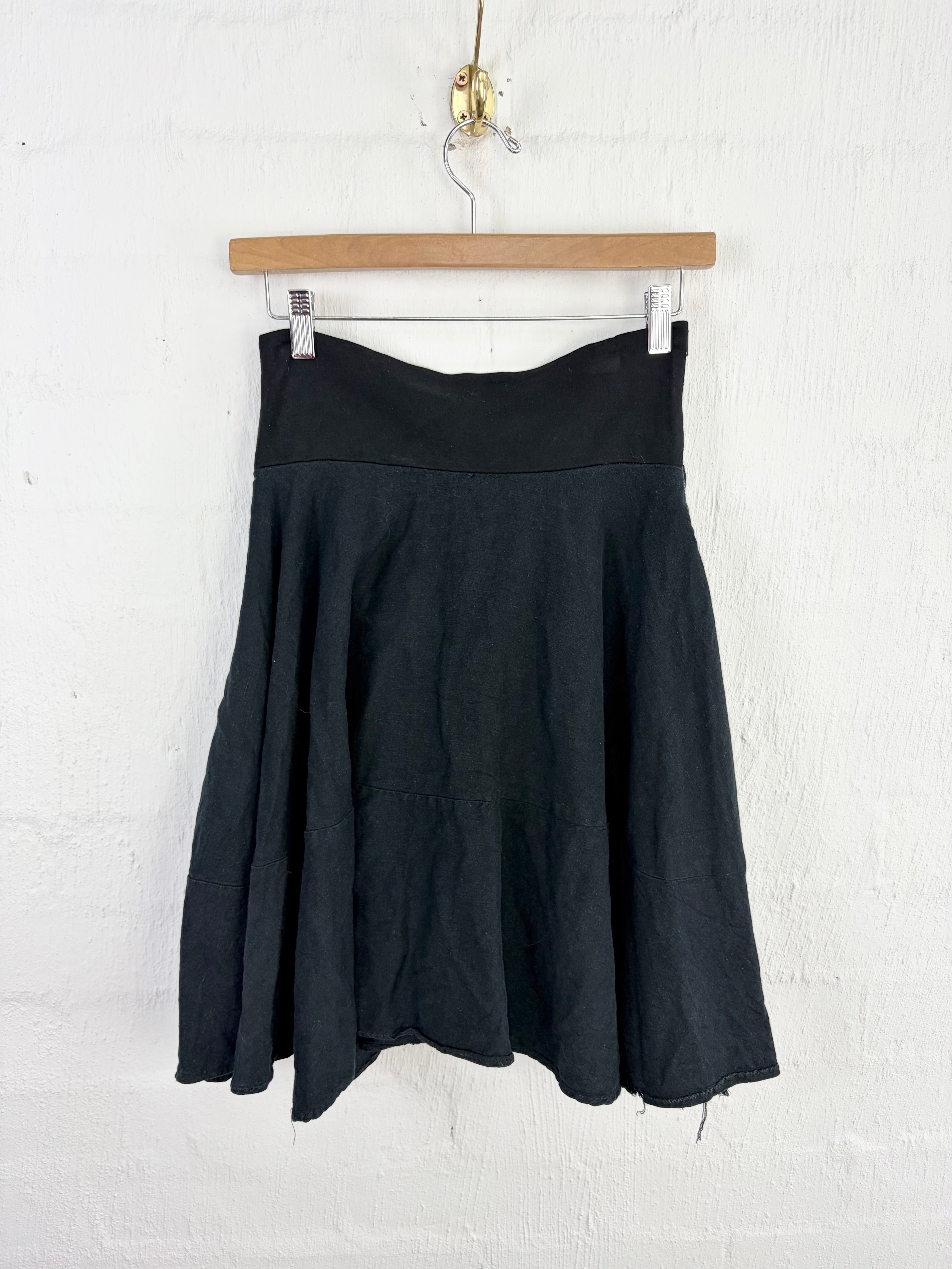 Fool Black Linen Blend Frill Skirt - AU8