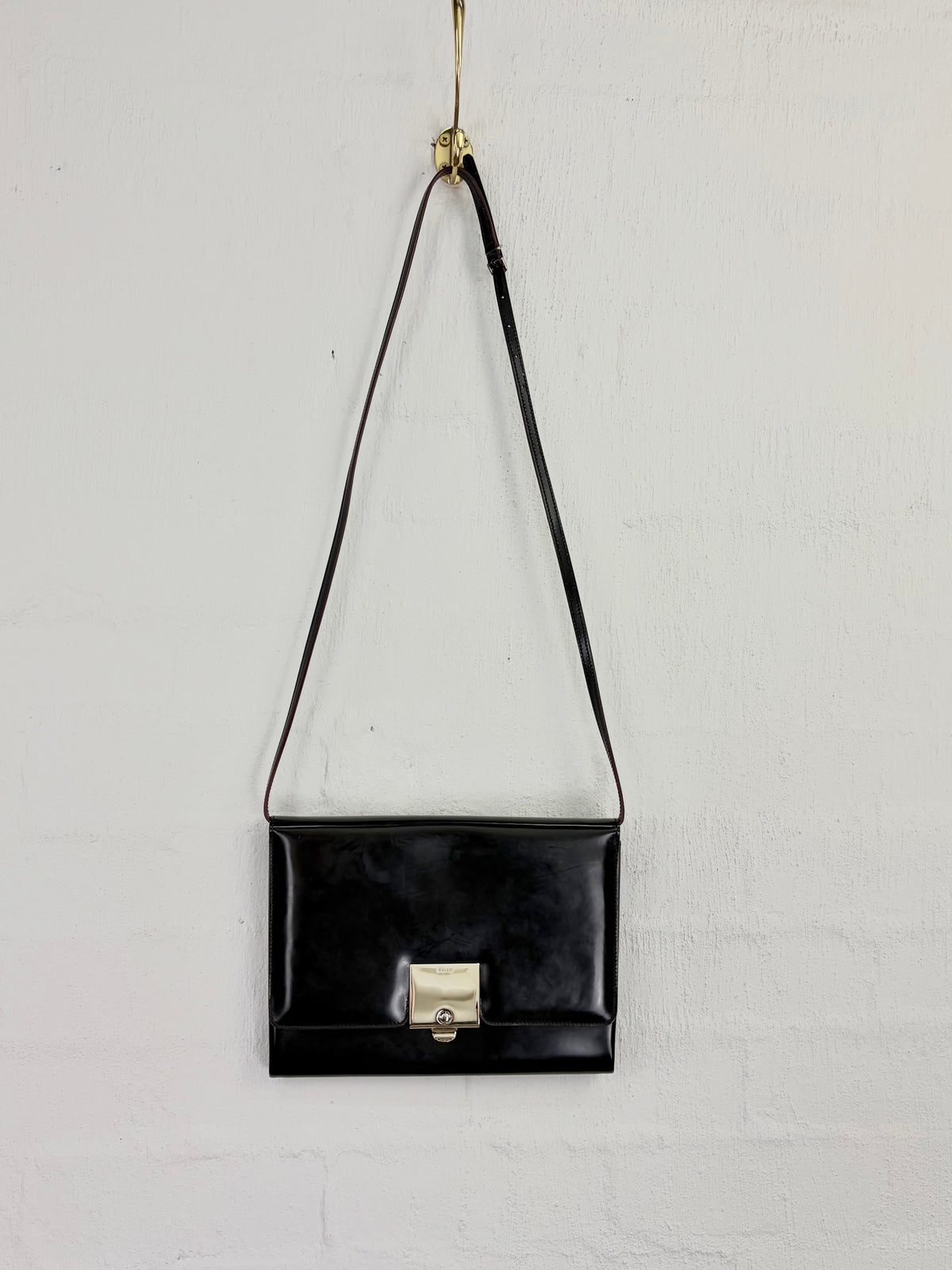 Bally Black & Red Smooth Leather Cross Body Bag