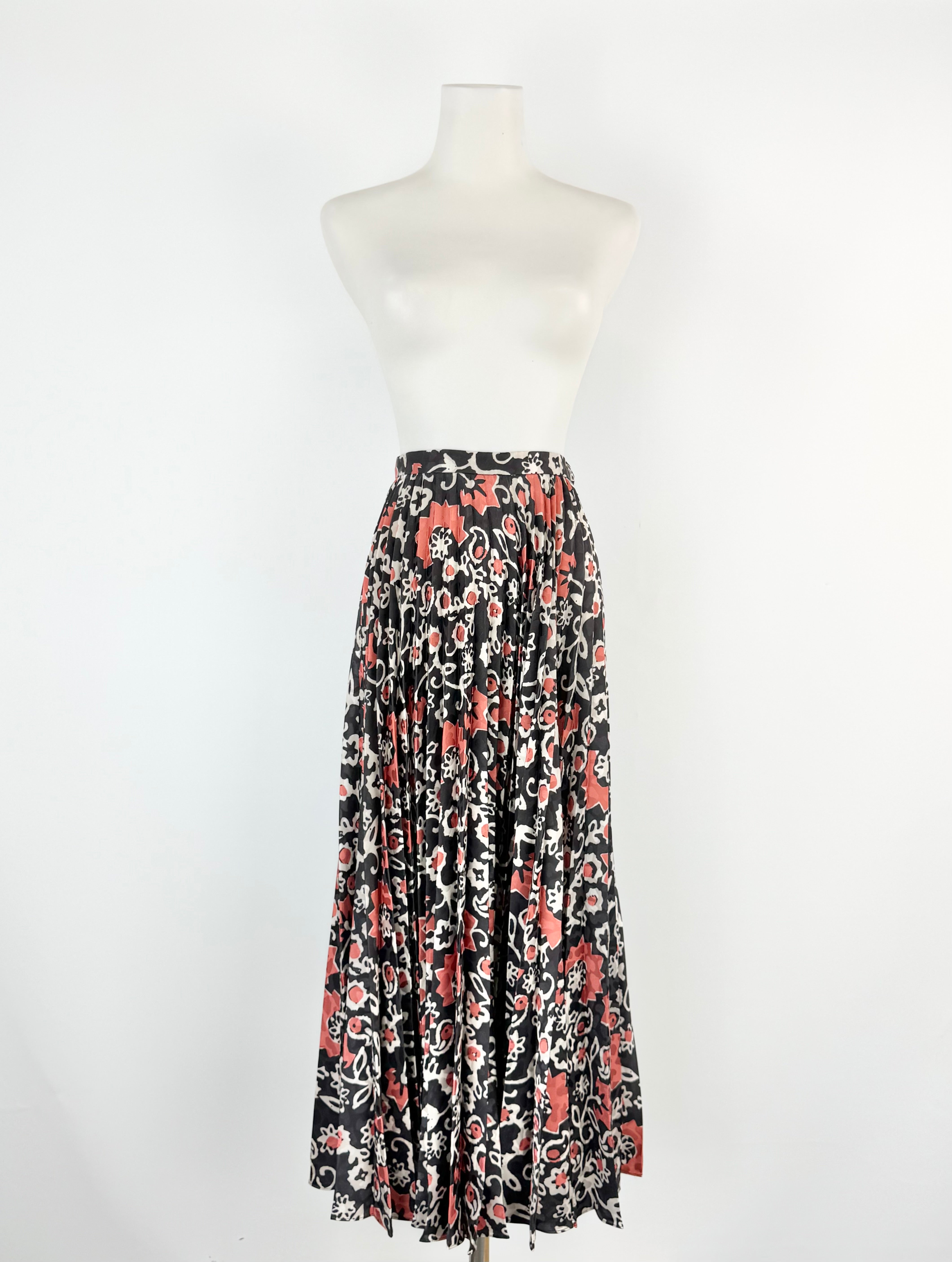 Saloni Brown 'Cobblestone' Floral Patterned Pleated Skirt - AU10