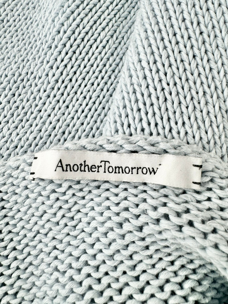 Another Tomorrow Dusty Blue Draped Knit Sweater - AU10