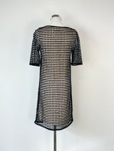 Zimmermann Black Crochet Shift Dress with Silk Slip - AU8/10