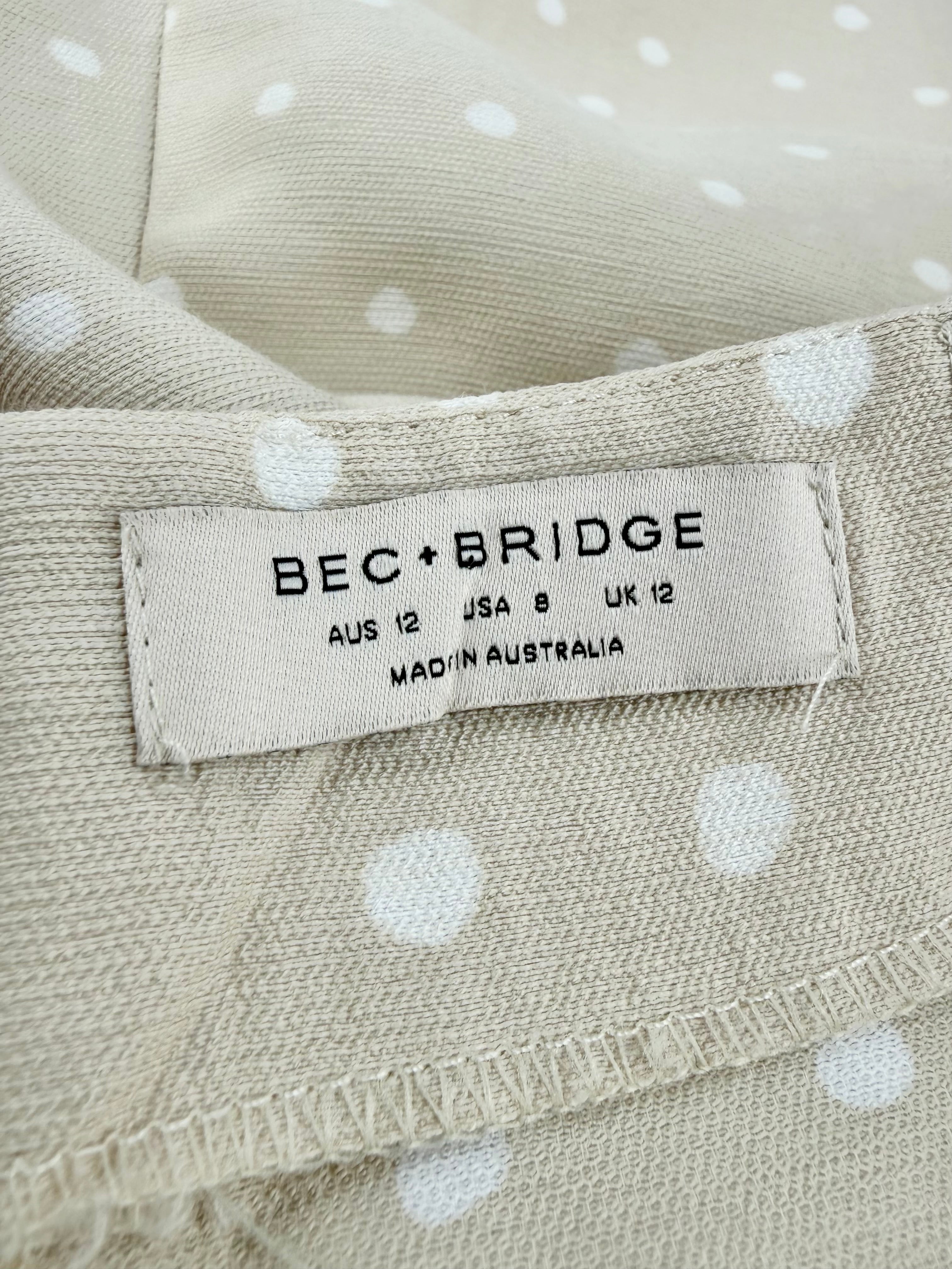 Bec & Bridge Beige & White Polka Dot Summer Dress - AU12