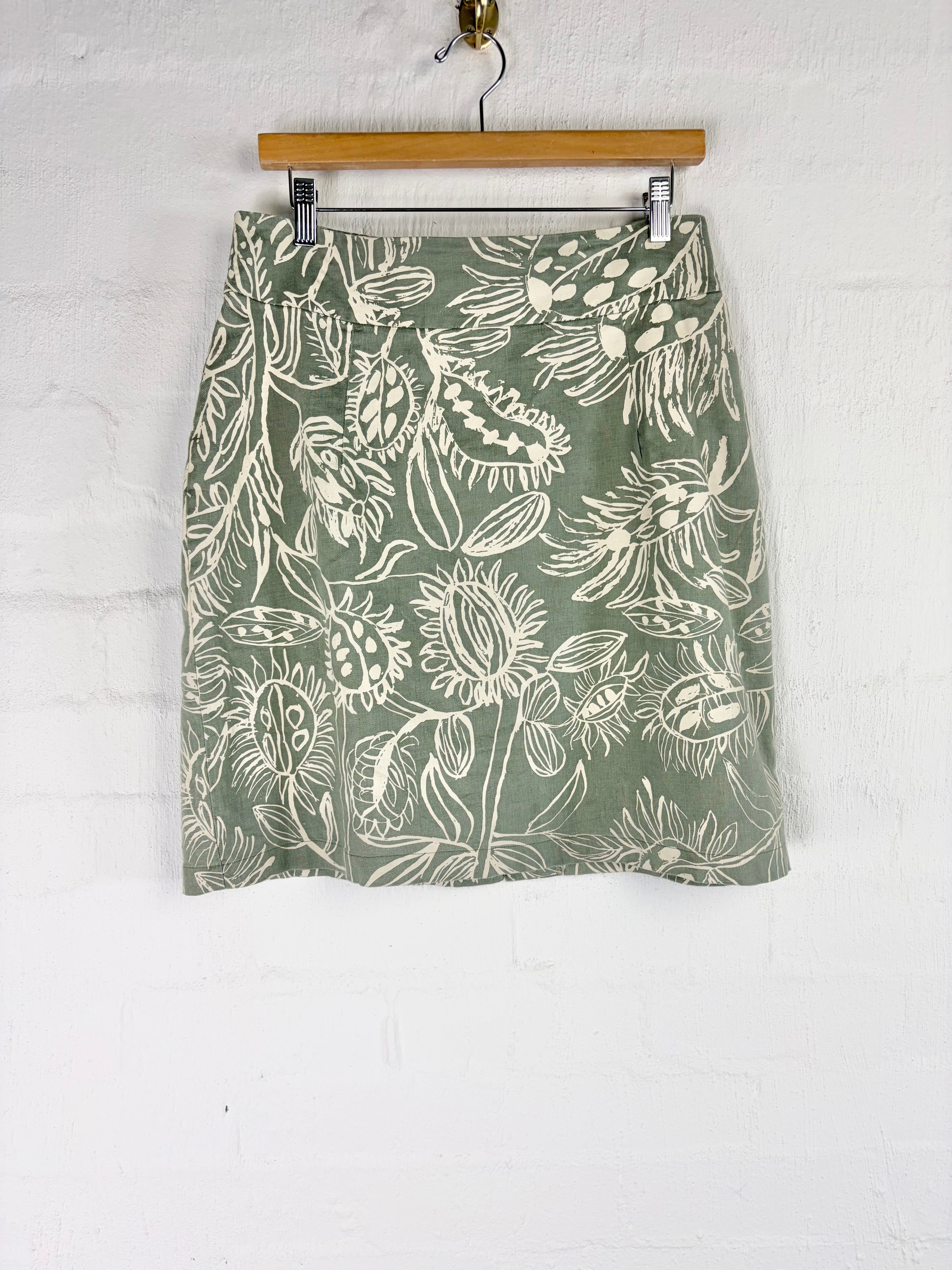 Magpie Goose 'Yarrun' Patterned Linen Skirt - AU14