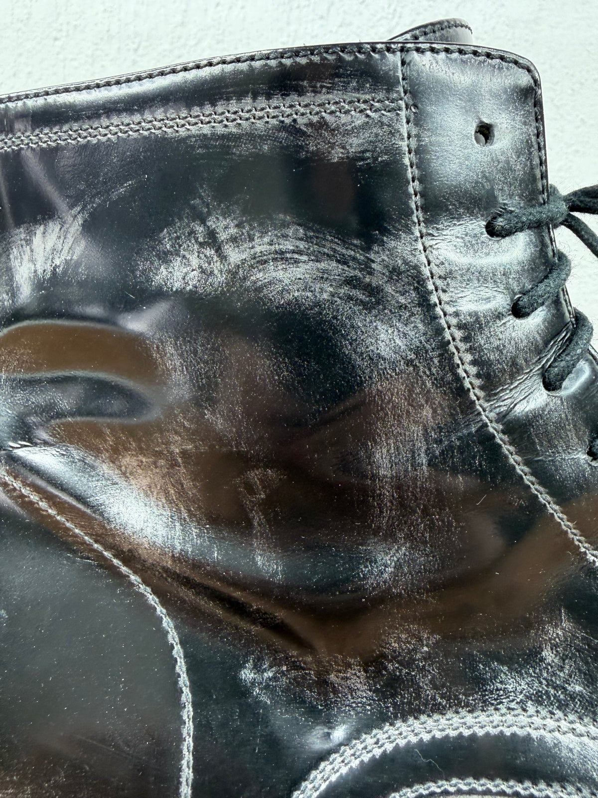 INK Black & Brushed Silver Brogue Detailed Lace Up Boots - EU42