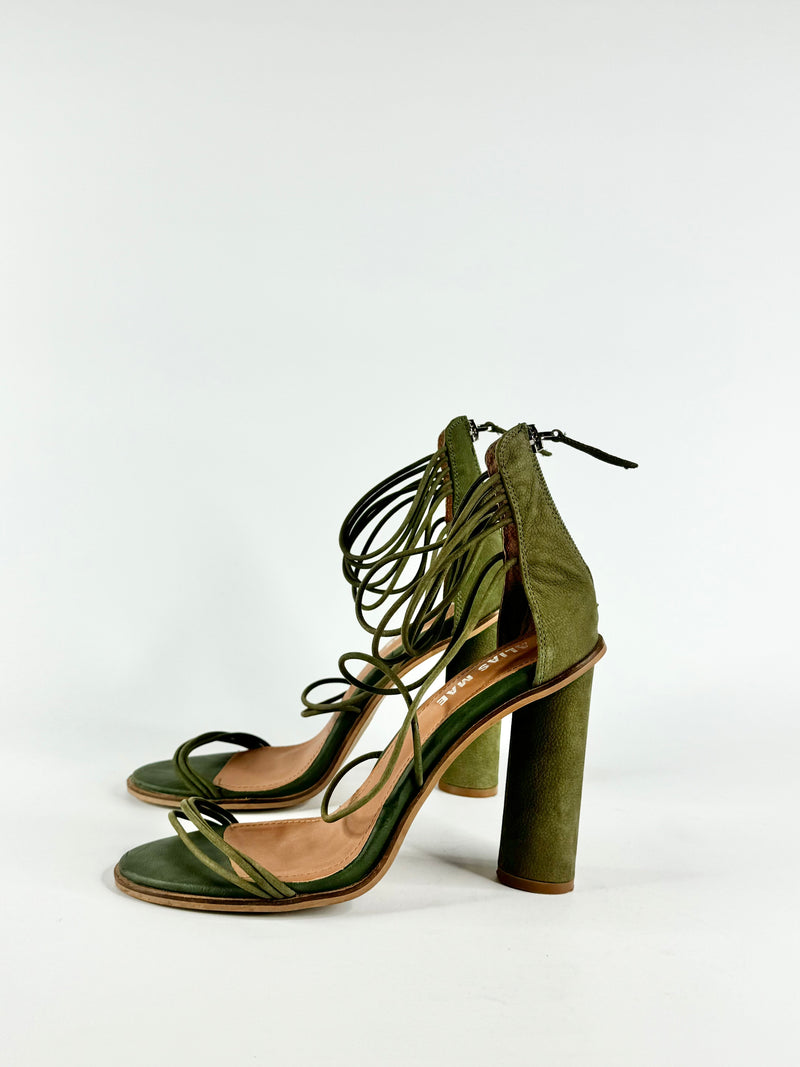 Alias Mae Crocodile Green Leather Pumps - EU39