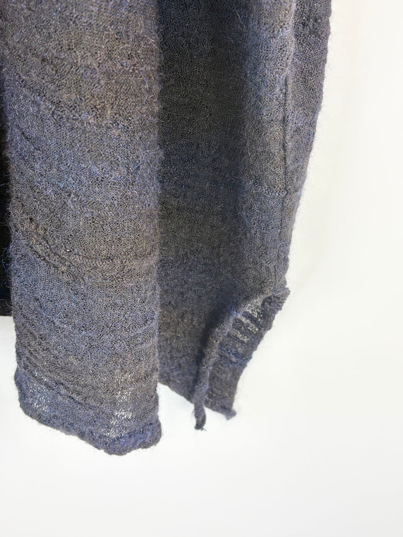 Eskandar Black Mohair & Merino Knit Poncho-Style Sweater - O/S