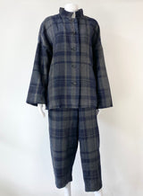 Oska Grey & Blue Plaid Wool & Linen 2 Piece - AU8/10